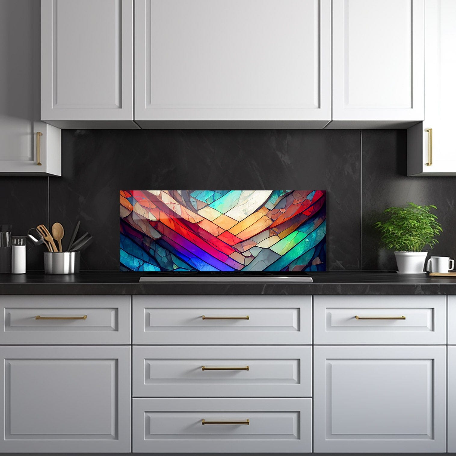 Artronauts Glass Print 92x36 cm | 36.2"x14.2" Colourful Marbles - Glass Splashback