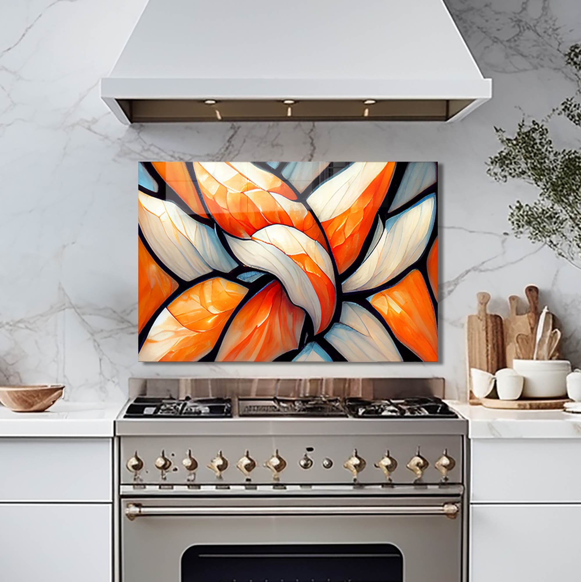 Artronauts Glass Print 90x60 cm | 35.4"x23.6" Floral Abstract - Glass Splashback