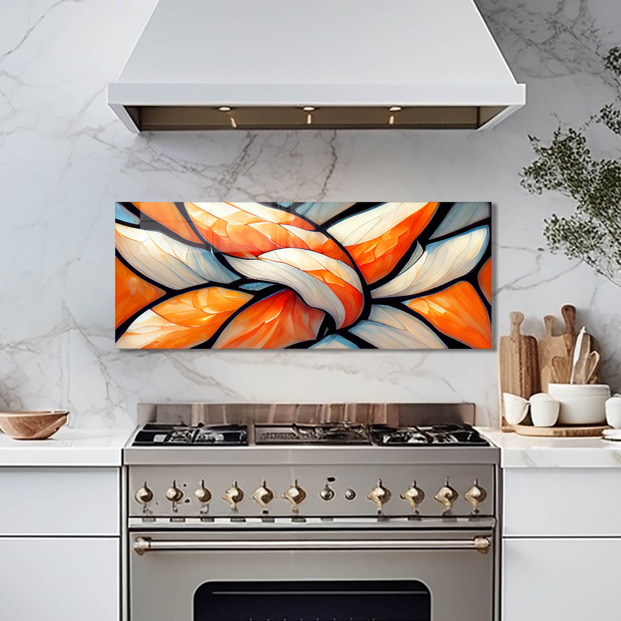 Artronauts Glass Print 92x36 cm | 36.2"x14.2" Floral Abstract - Glass Splashback