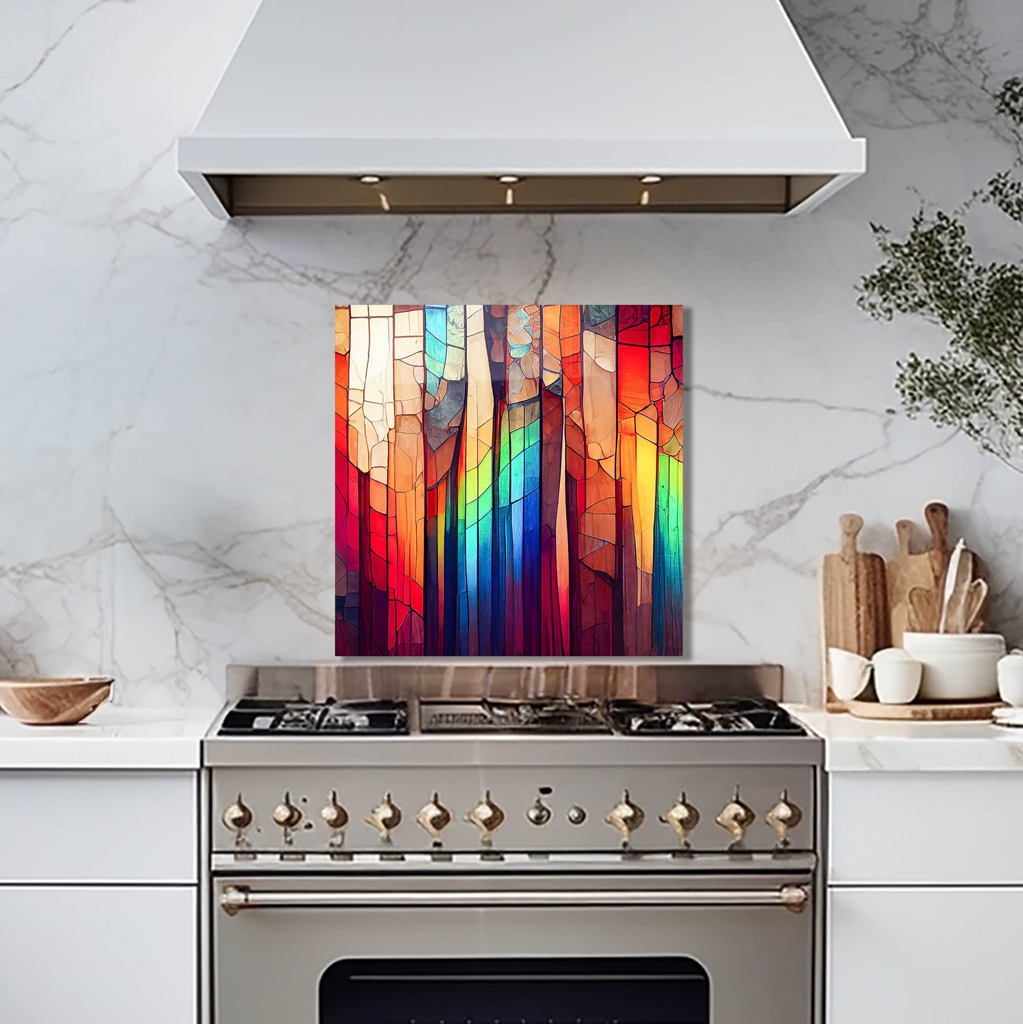 Artronauts Glass Print 50x50 cm | 19.7"x19.7" Colourful Stripes - Glass Splashback