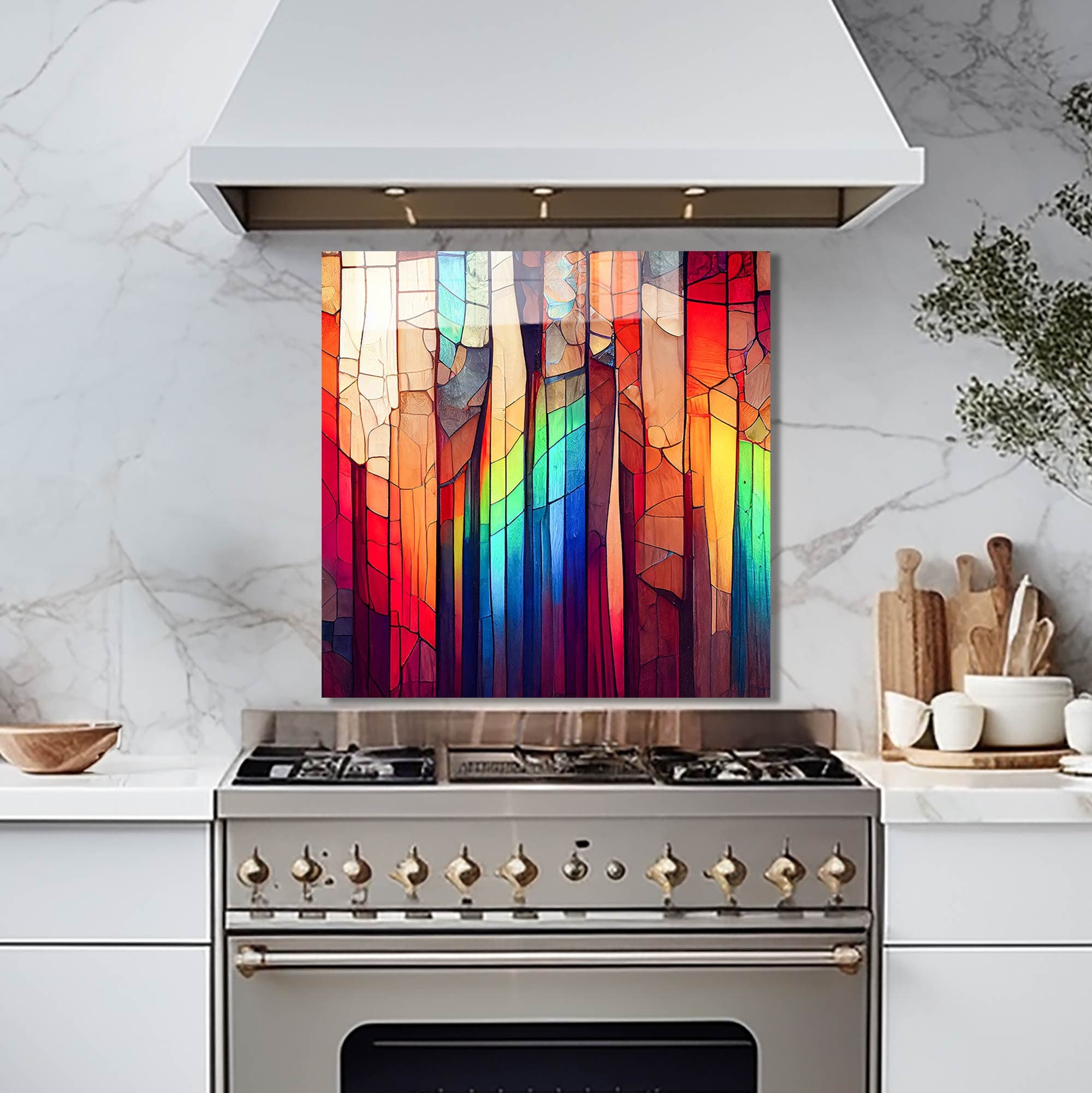 Artronauts Glass Print 60x60 cm | 23.6"x23.6" Colourful Stripes - Glass Splashback