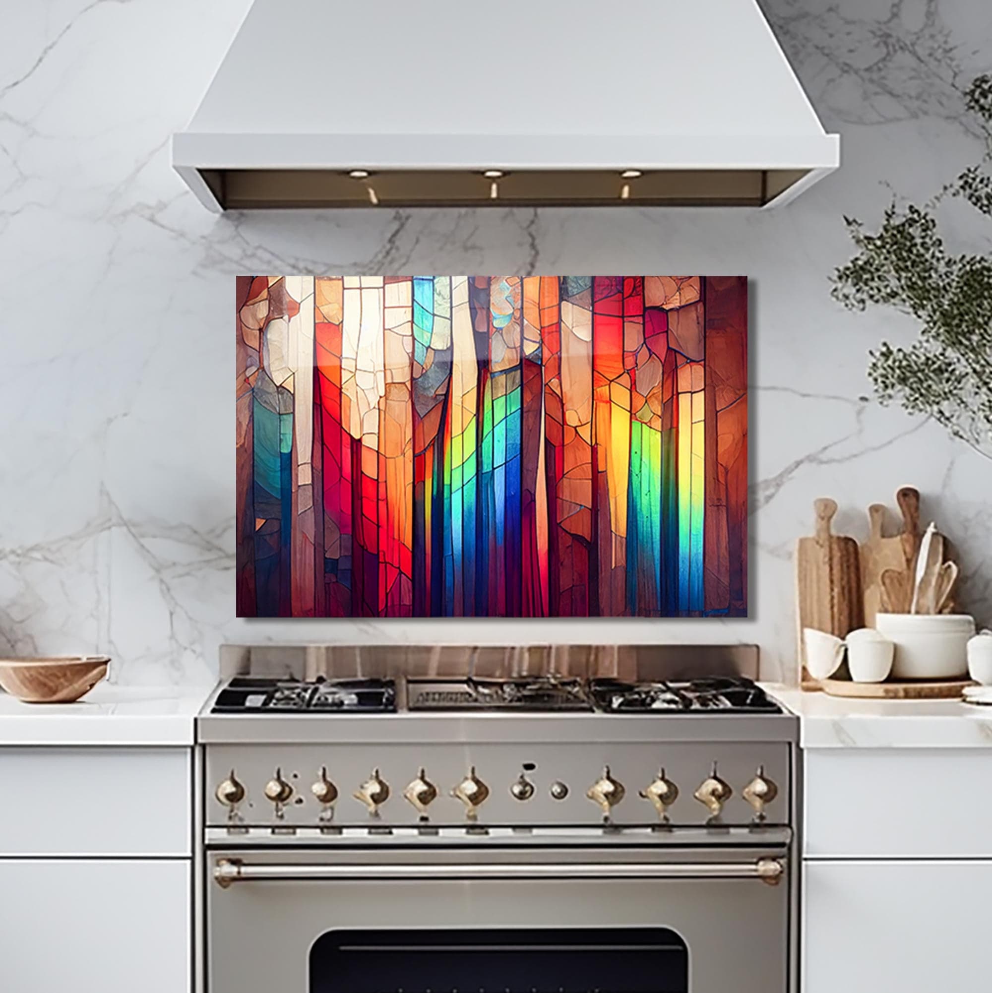 Artronauts Glass Print 90x60 cm | 35.4"x23.6" Colourful Stripes - Glass Splashback