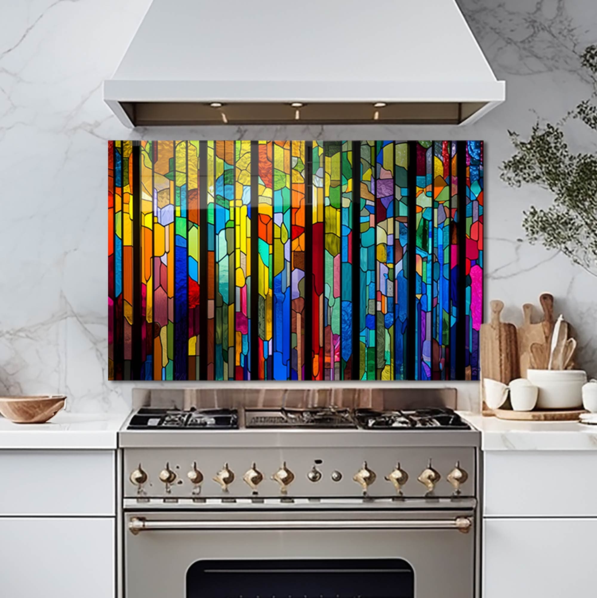 Artronauts Glass Print 110x70 cm | 43.3"x27.5" Colourful Stripes II - Glass Splashback