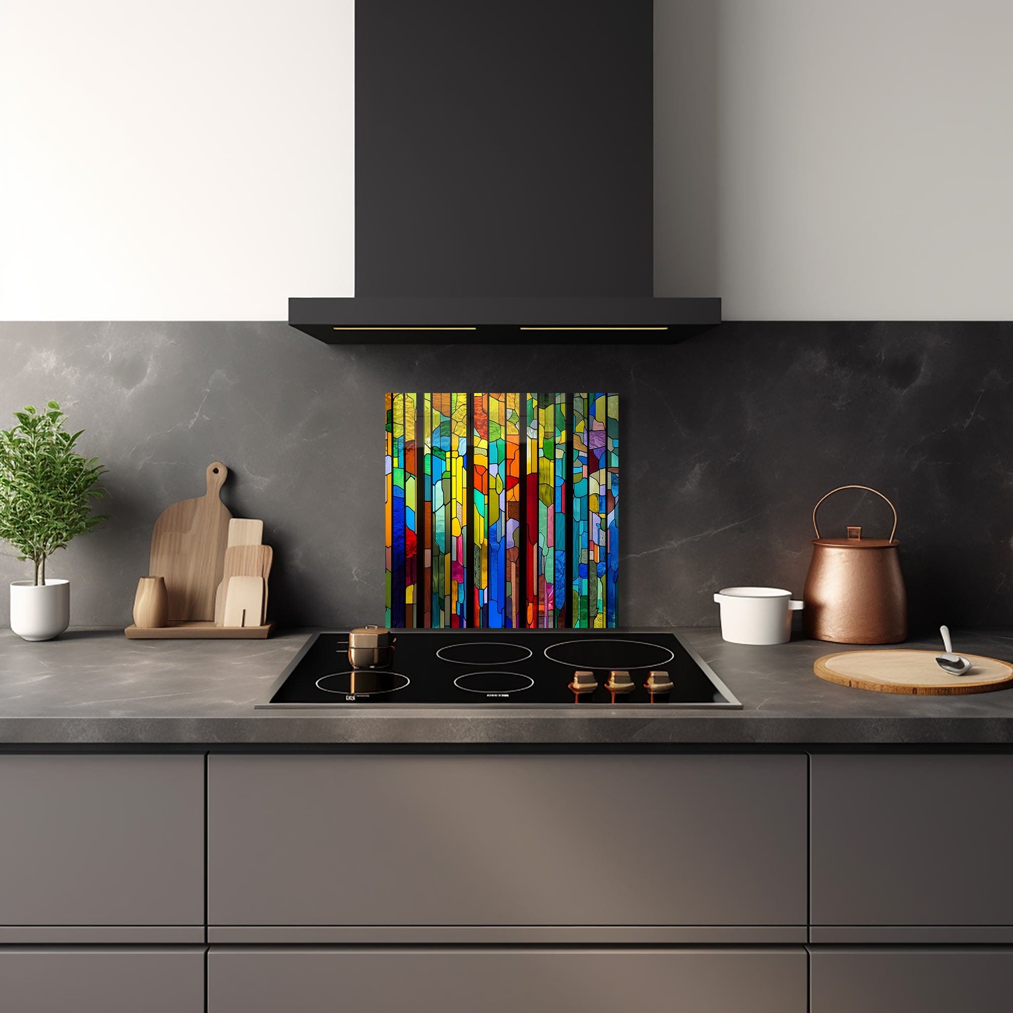 Artronauts Glass Print 50x50 cm | 19.7"x19.7" Colourful Stripes II - Glass Splashback
