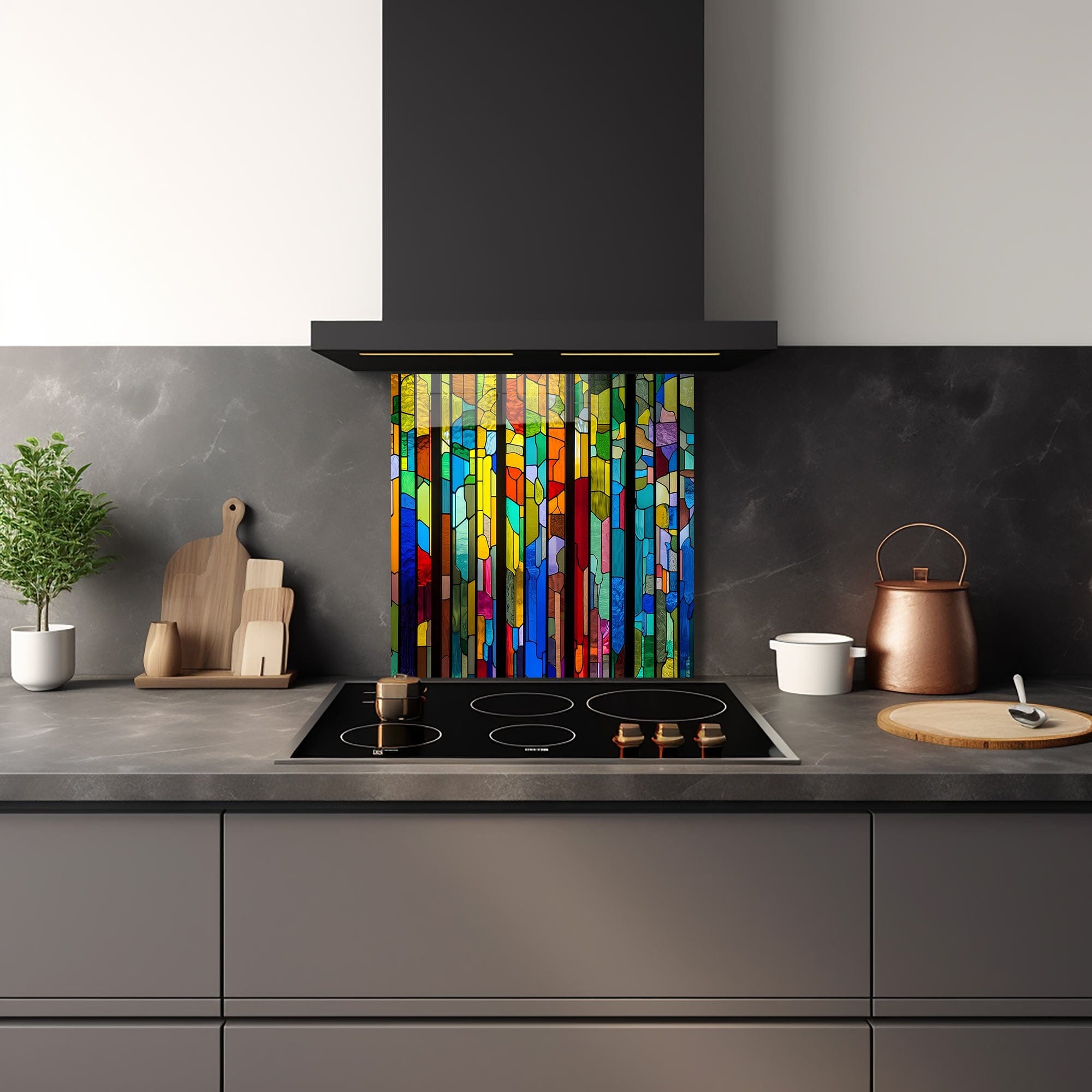 Artronauts Glass Print 60x60 cm | 23.6"x23.6" Colourful Stripes II - Glass Splashback