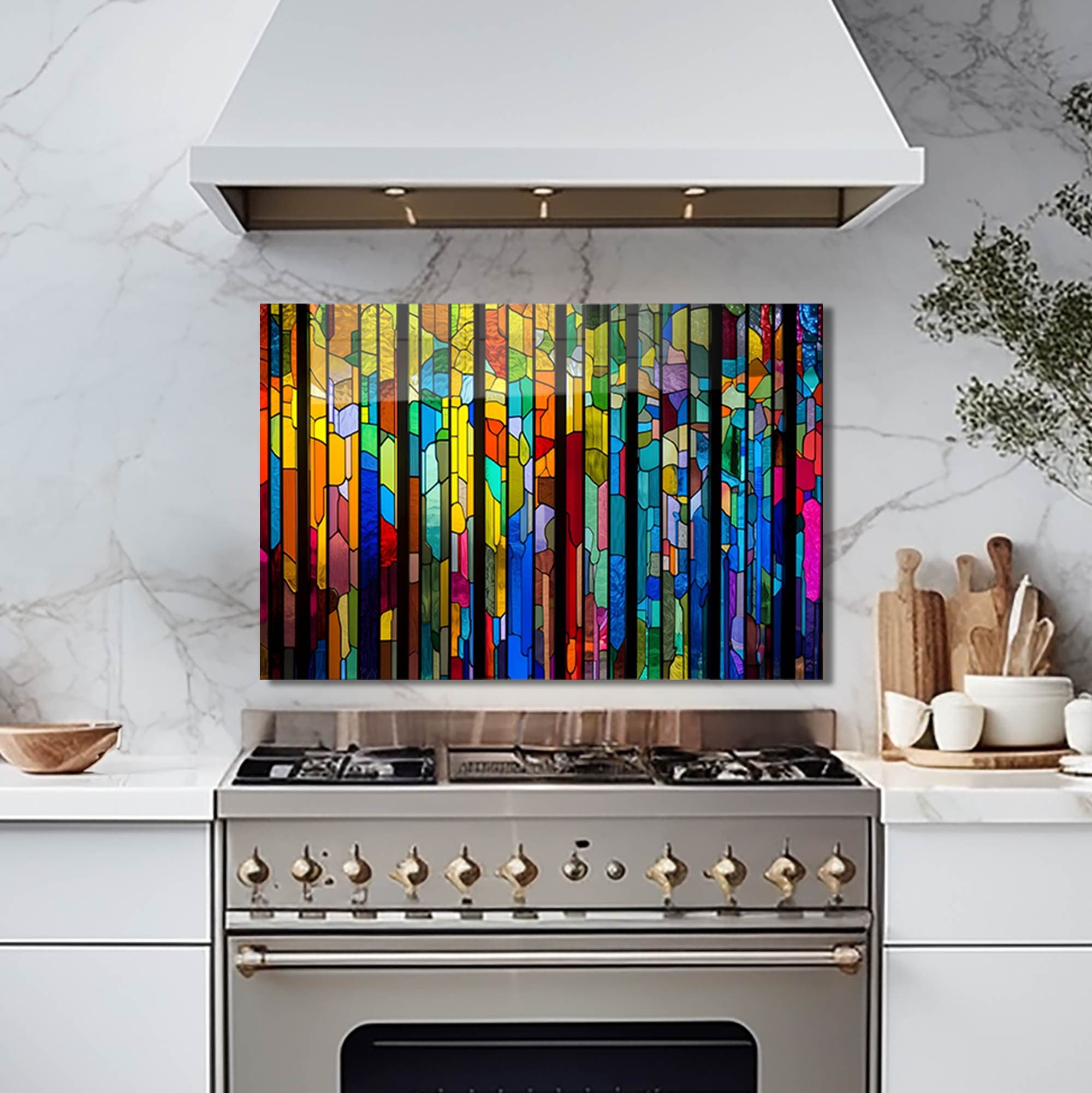 Artronauts Glass Print 90x60 cm | 35.4"x23.6" Colourful Stripes II - Glass Splashback