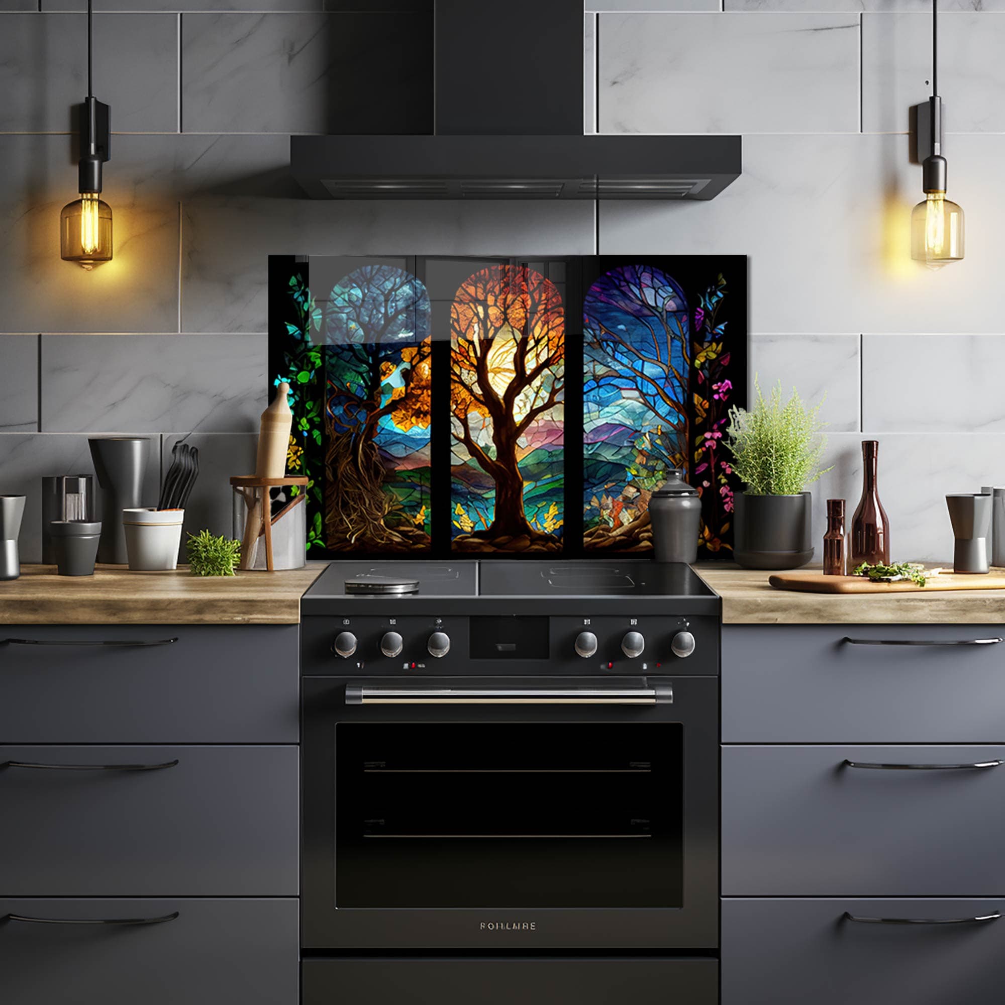 Artronauts Glass Print 110x70 cm | 43.3"x27.5" Seasons of Tree - Glass Splashback
