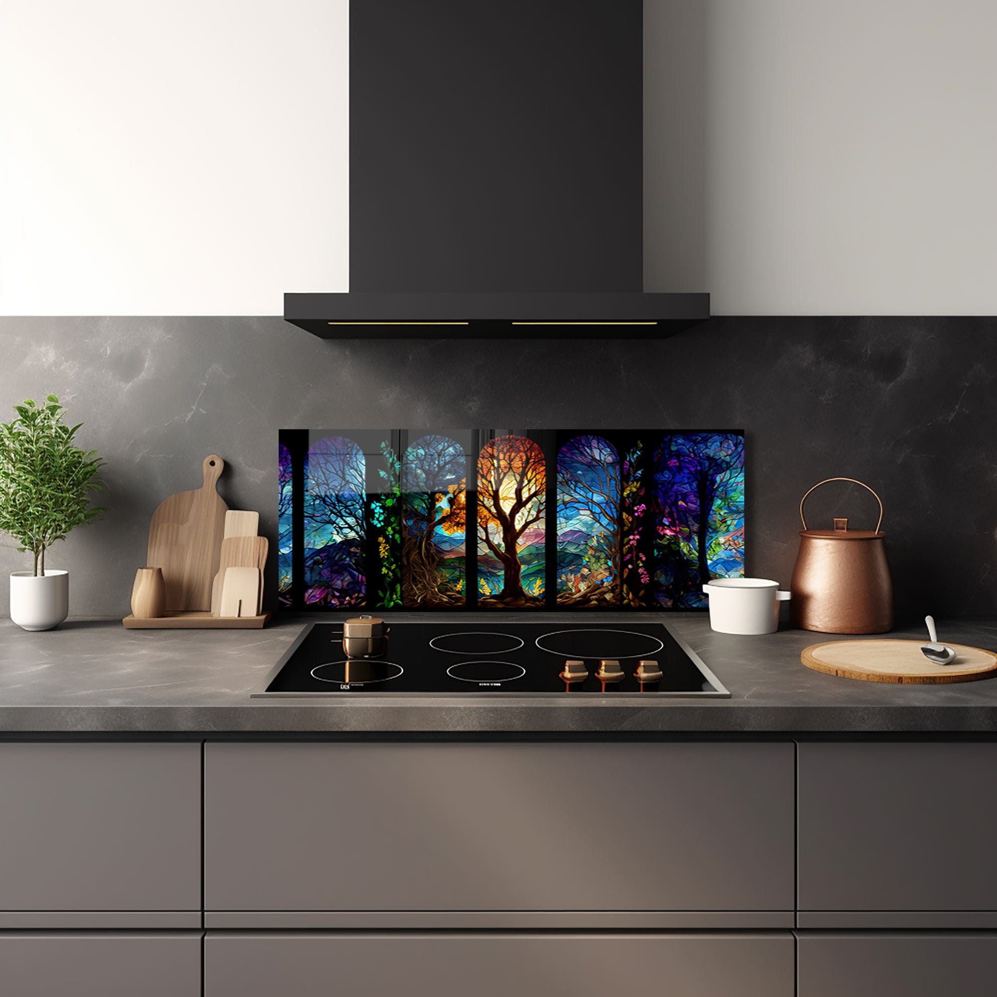 Artronauts Glass Print 92x36 cm | 36.2"x14.2" Seasons of Tree - Glass Splashback