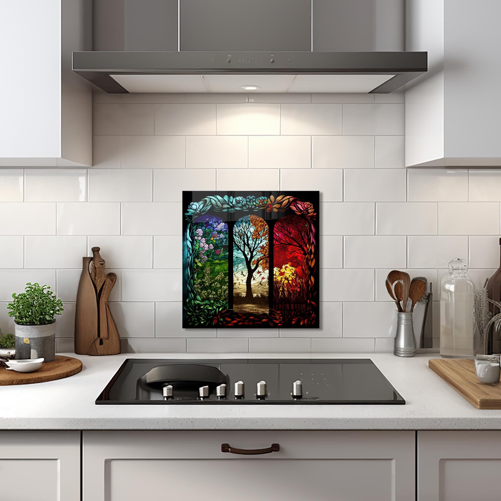 Artronauts Glass Print 40x40 cm | 15.7"x15.7" Seasons of Tree II - Glass Splashback