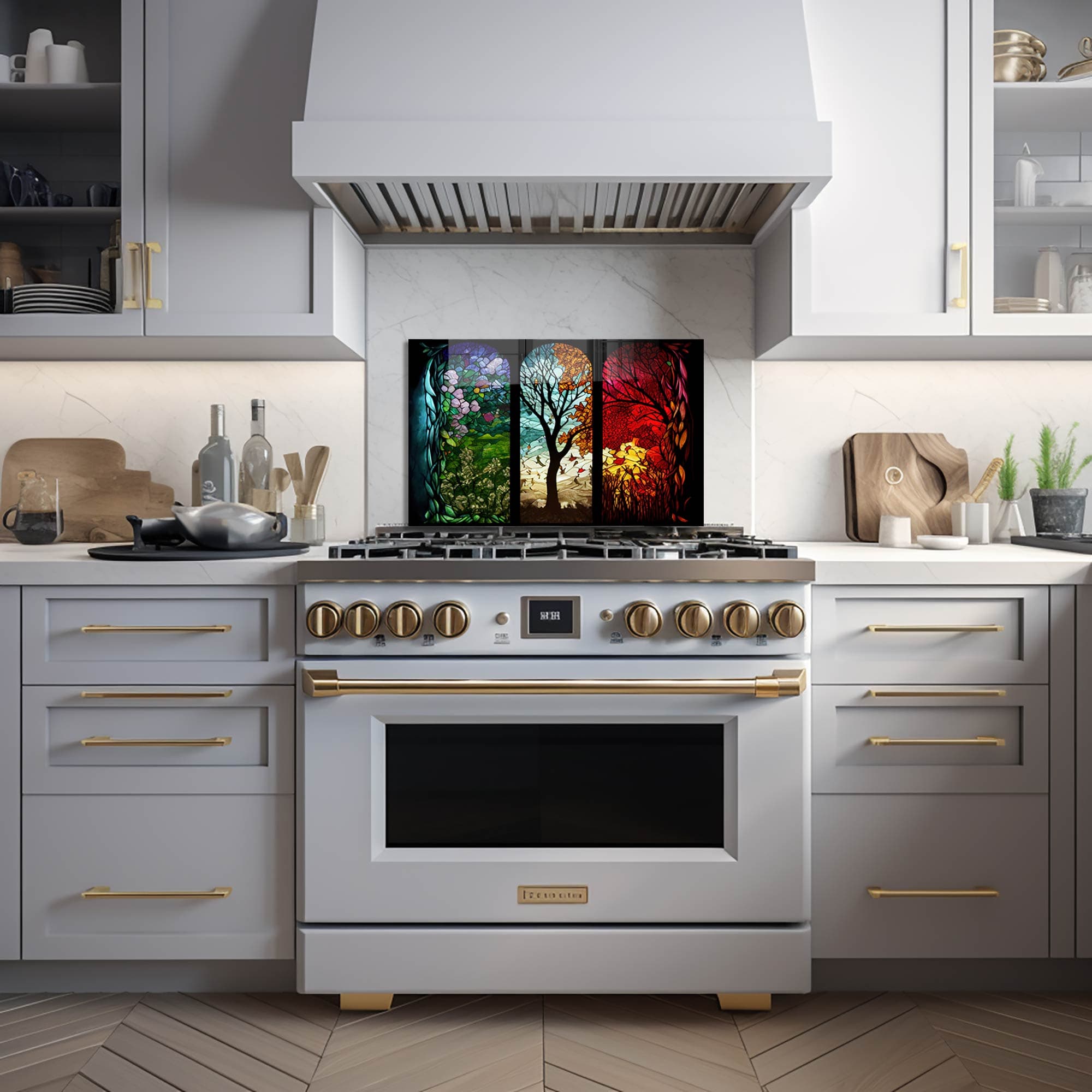 Artronauts Glass Print 72x46 cm | 28.3"x18.1" Seasons of Tree II - Glass Splashback