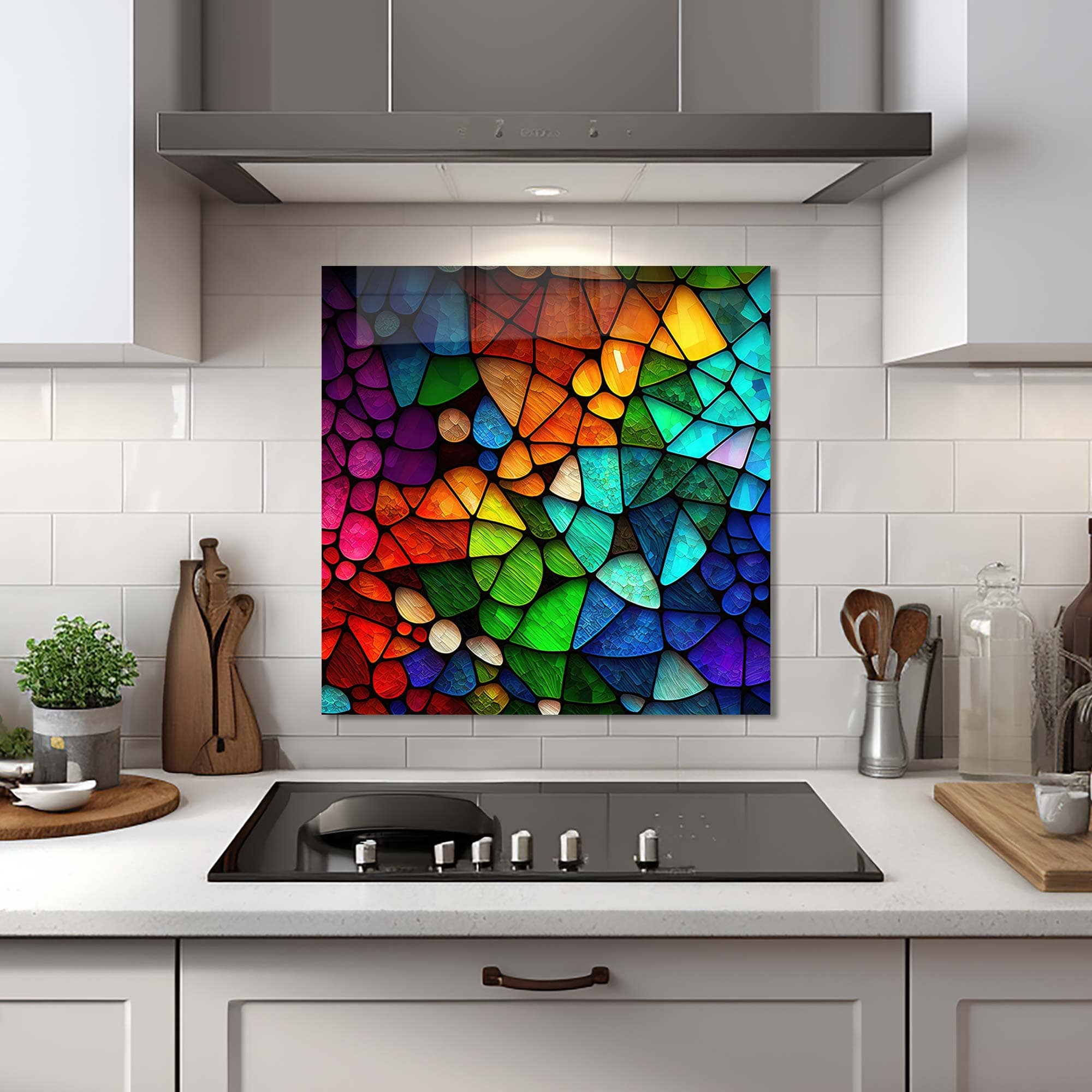 Artronauts Glass Print 60x60 cm | 23.6"x23.6" Colourful Rocks- Glass Splashback