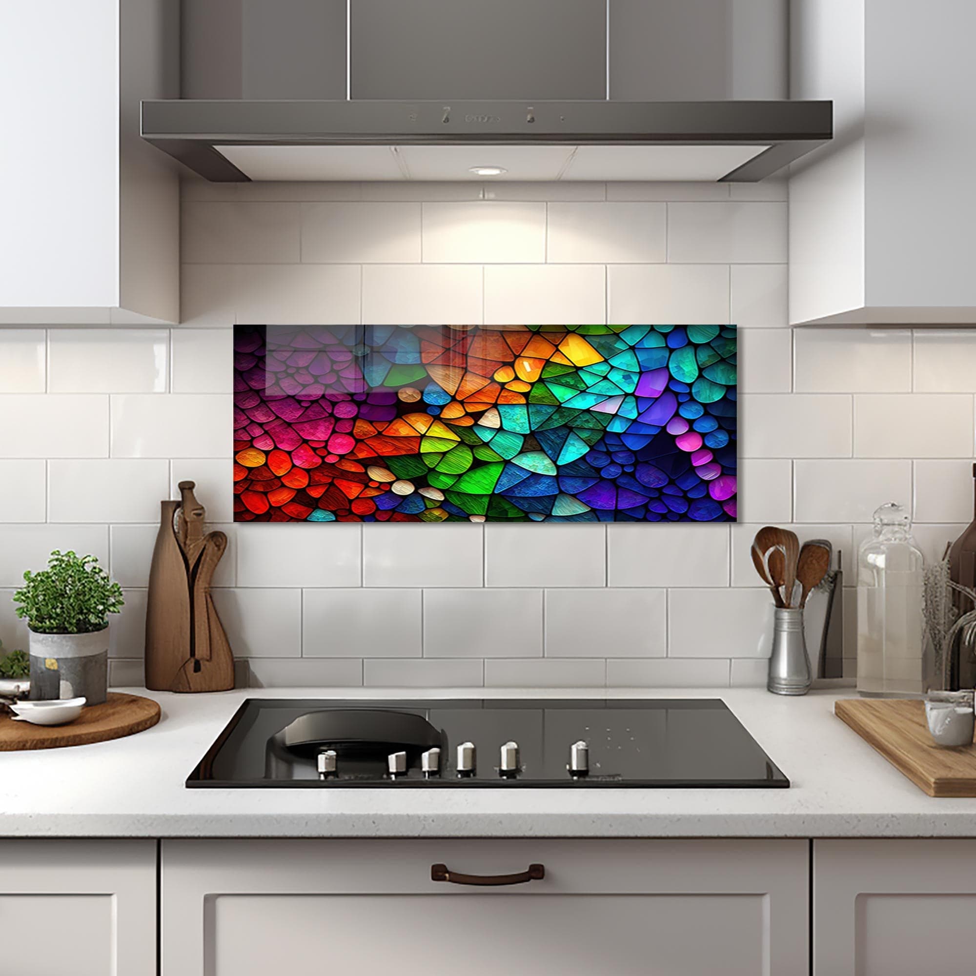 Artronauts Glass Print 92x36 cm | 36.2"x14.2" Colourful Rocks- Glass Splashback