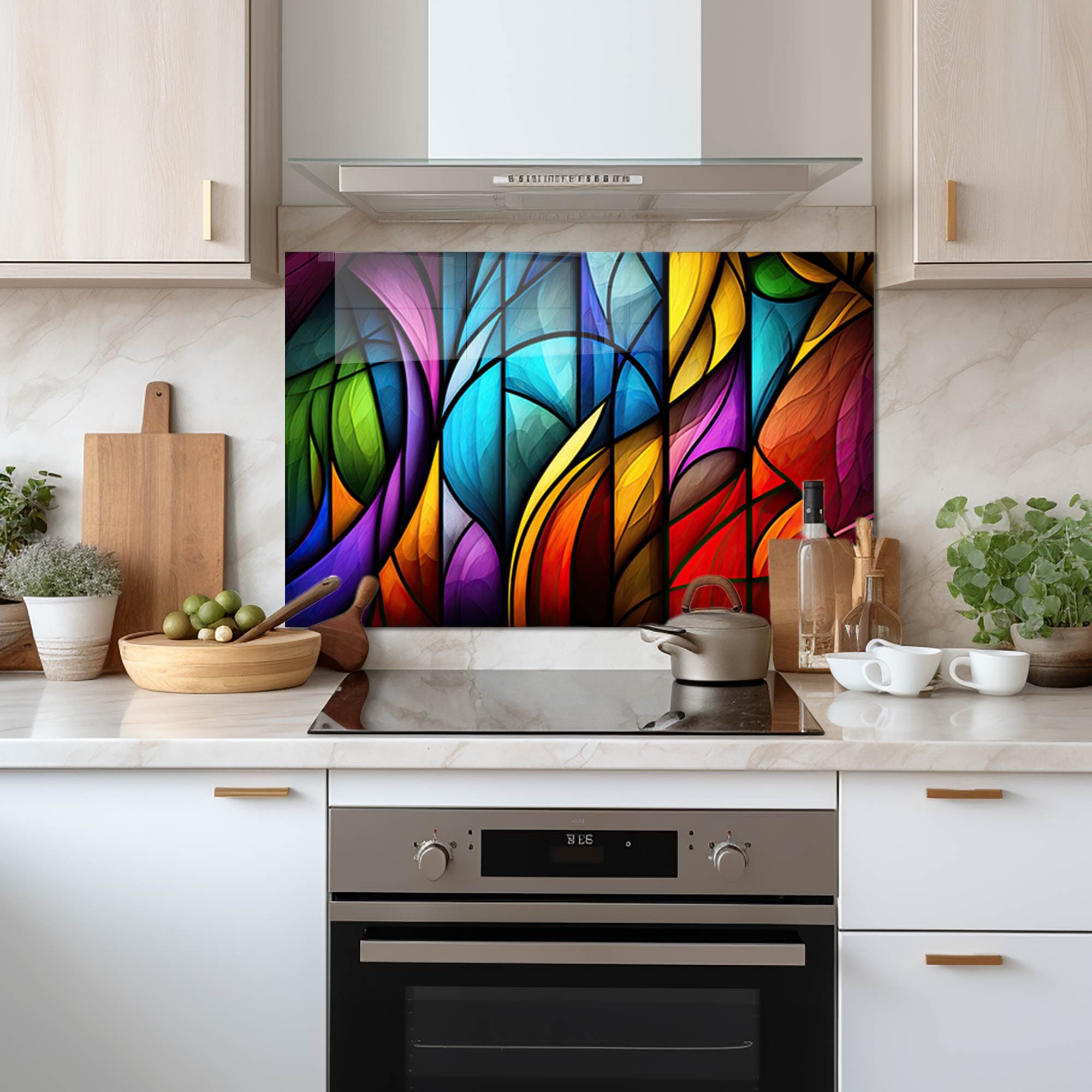 Artronauts Glass Print 110x70 cm | 43.3"x27.5" Abstract Brushes - Glass Splashback