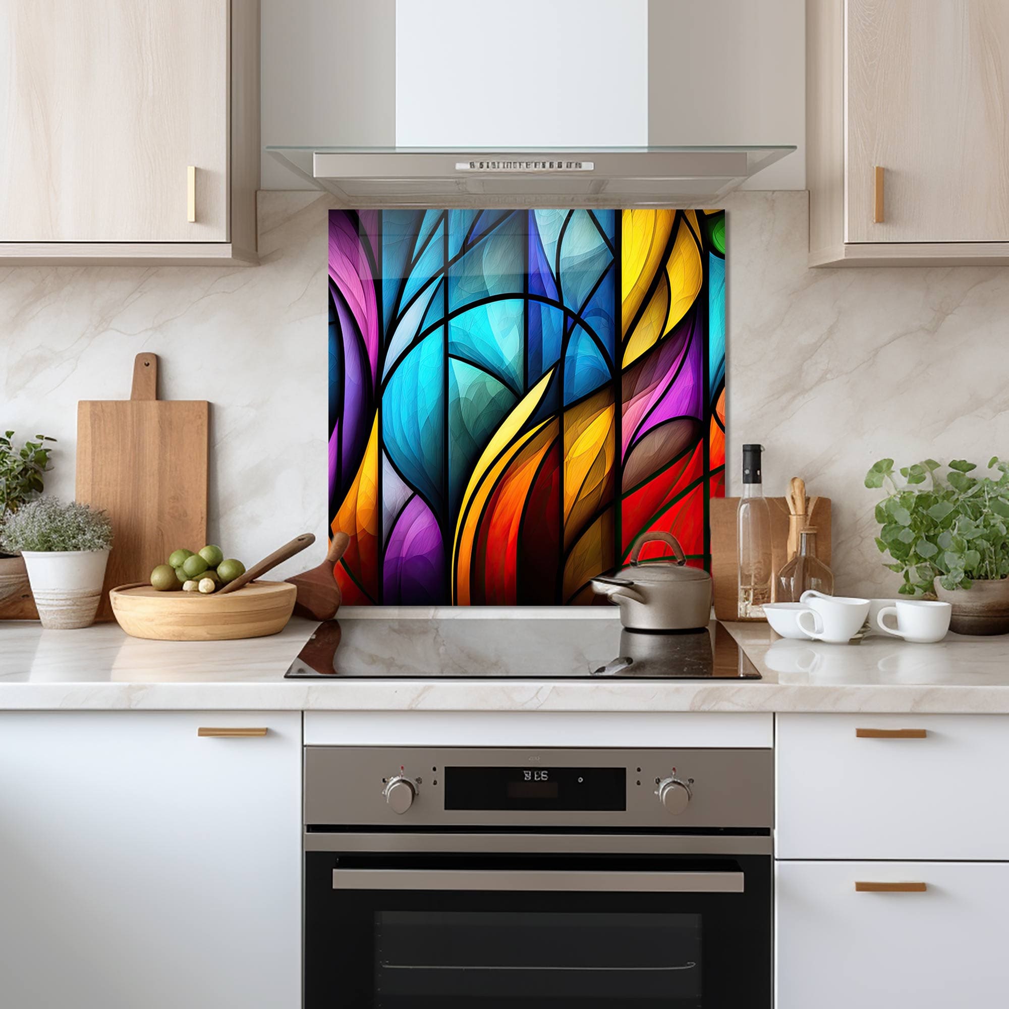 Artronauts Glass Print 60x60 cm | 23.6"x23.6" Abstract Brushes - Glass Splashback