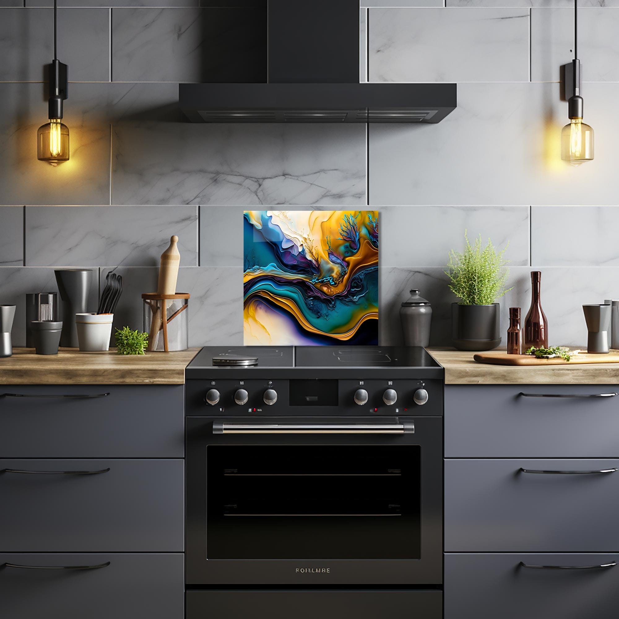 Artronauts Glass Print 40x40 cm | 15.7"x15.7" Abstract Brushes II - Glass Splashback