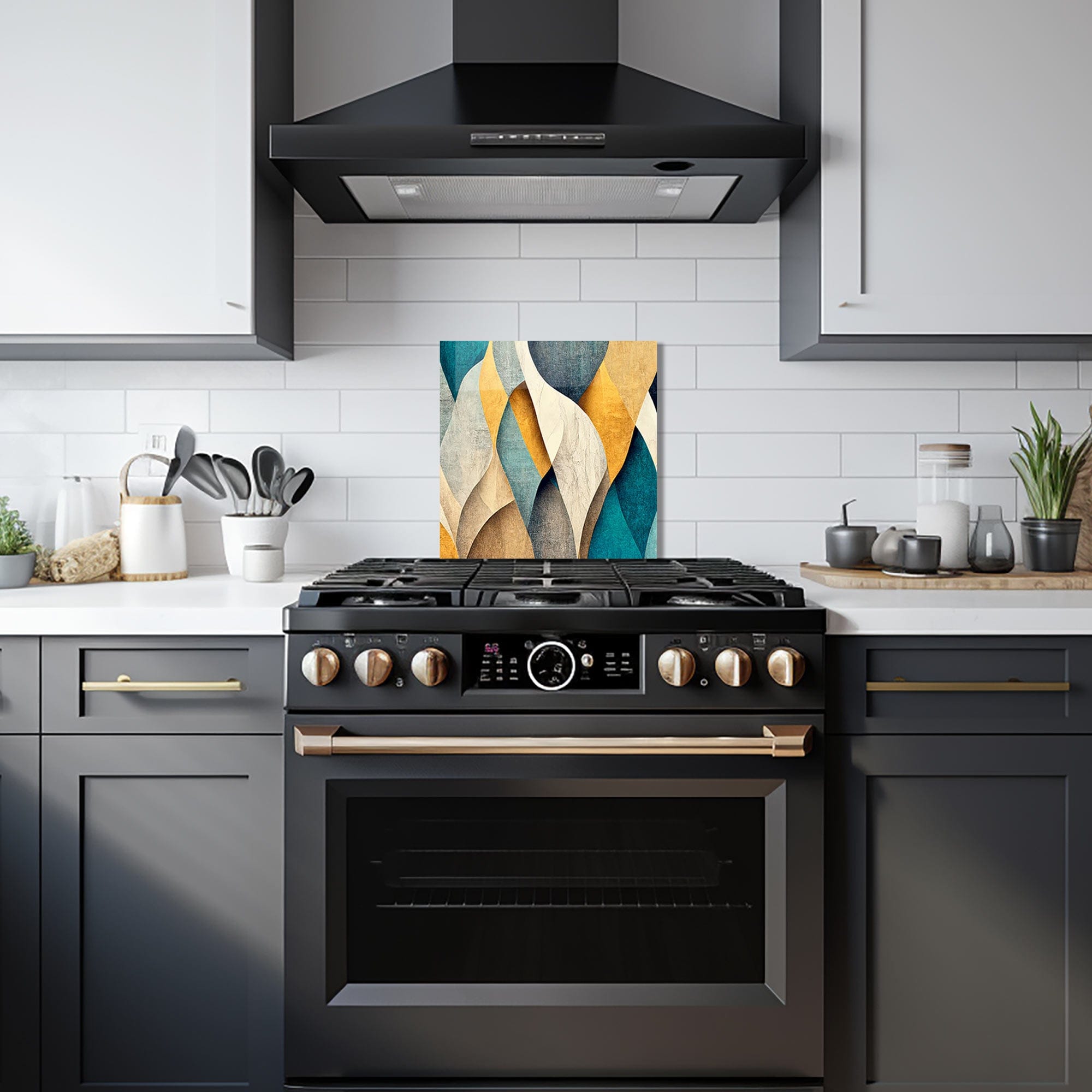 Artronauts Glass Print 40x40 cm | 15.7"x15.7" Abstract Leaves - Glass Splashback