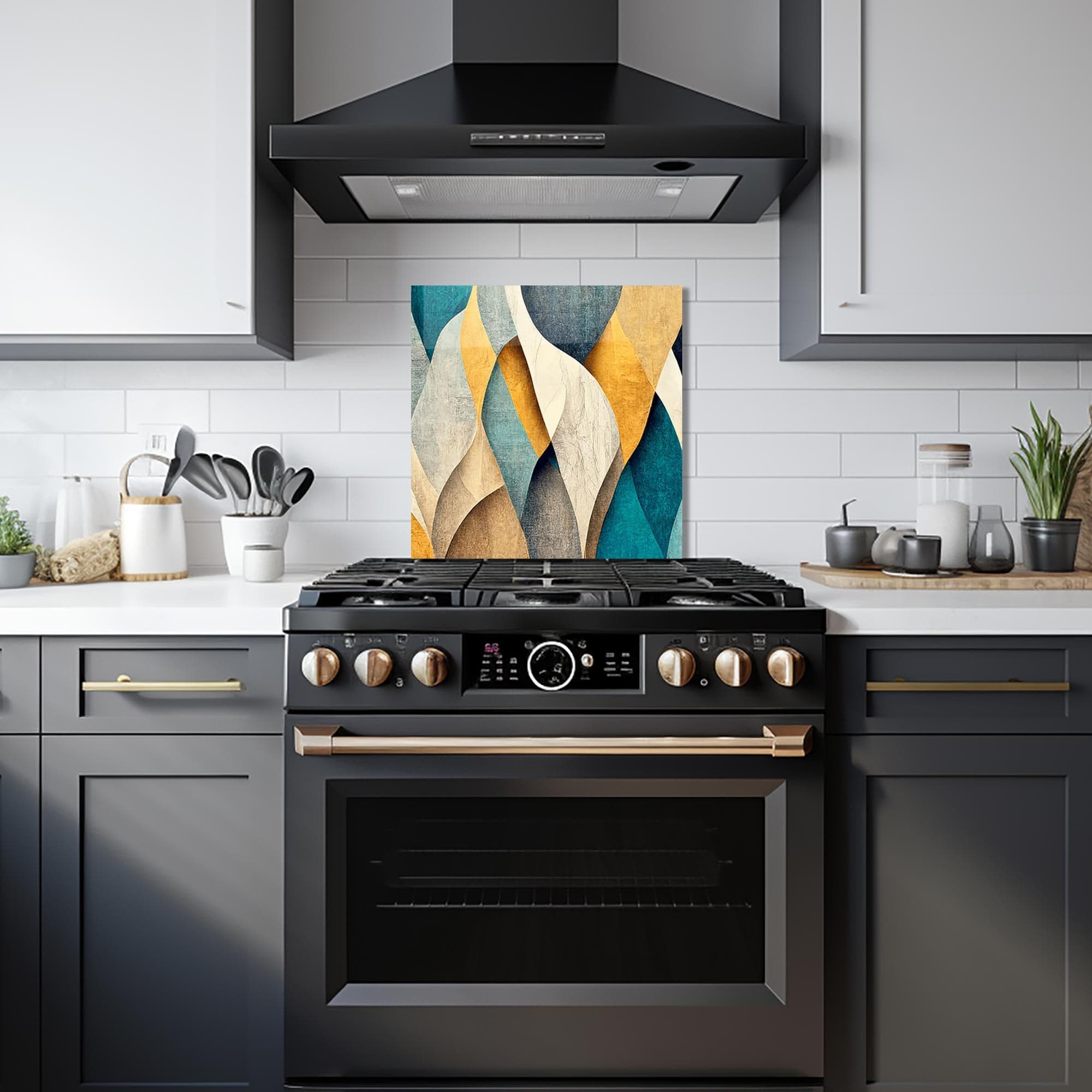 Artronauts Glass Print 50x50 cm | 19.7"x19.7" Abstract Leaves - Glass Splashback