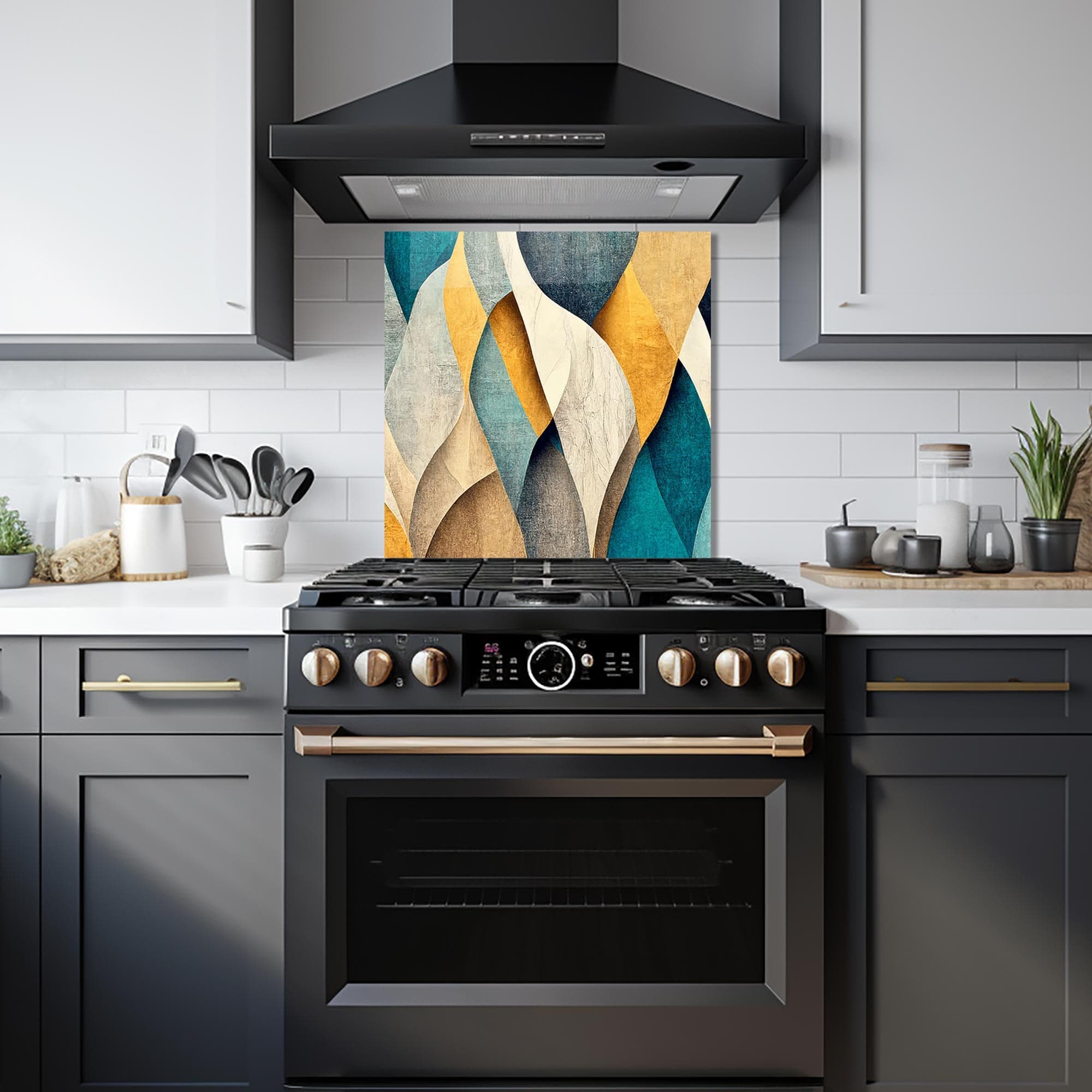 Artronauts Glass Print 60x60 cm | 23.6"x23.6" Abstract Leaves - Glass Splashback