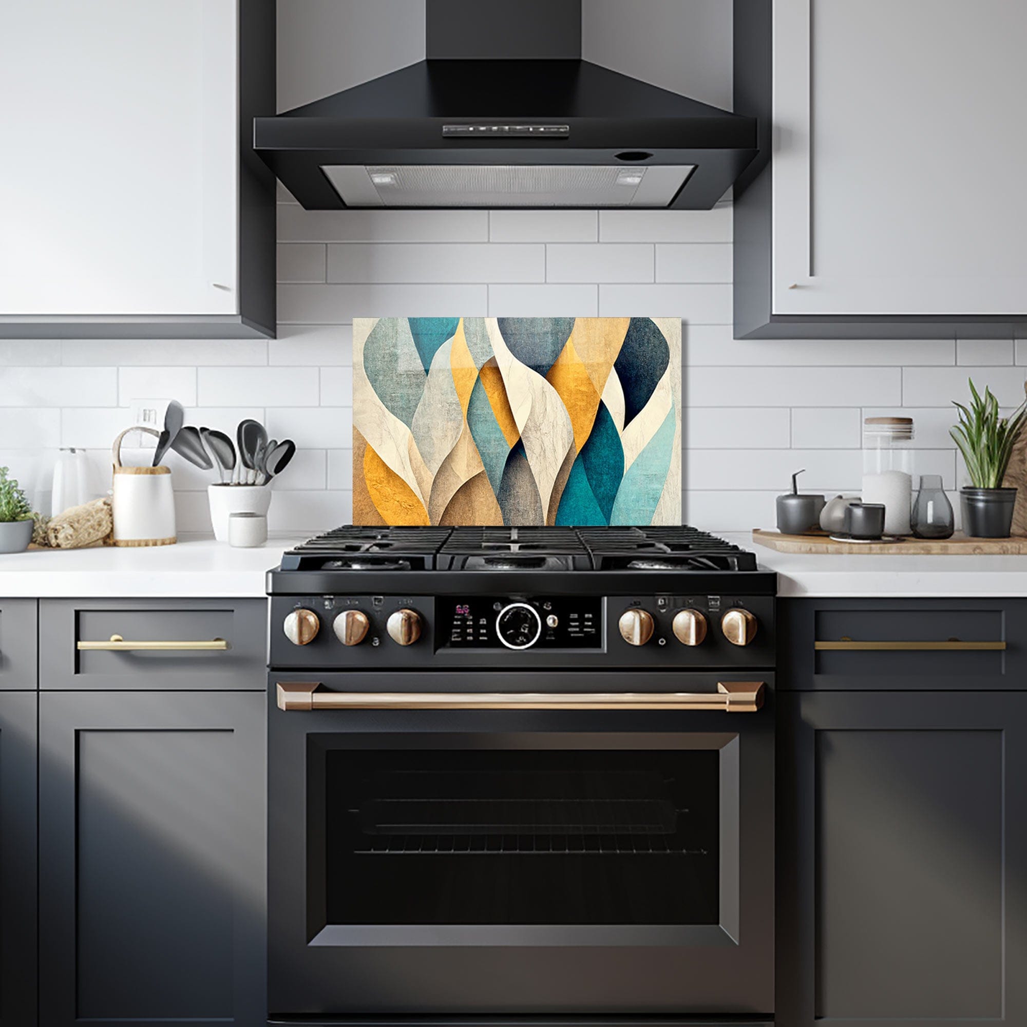 Artronauts Glass Print 72x46 cm | 28.3"x18.1" Abstract Leaves - Glass Splashback