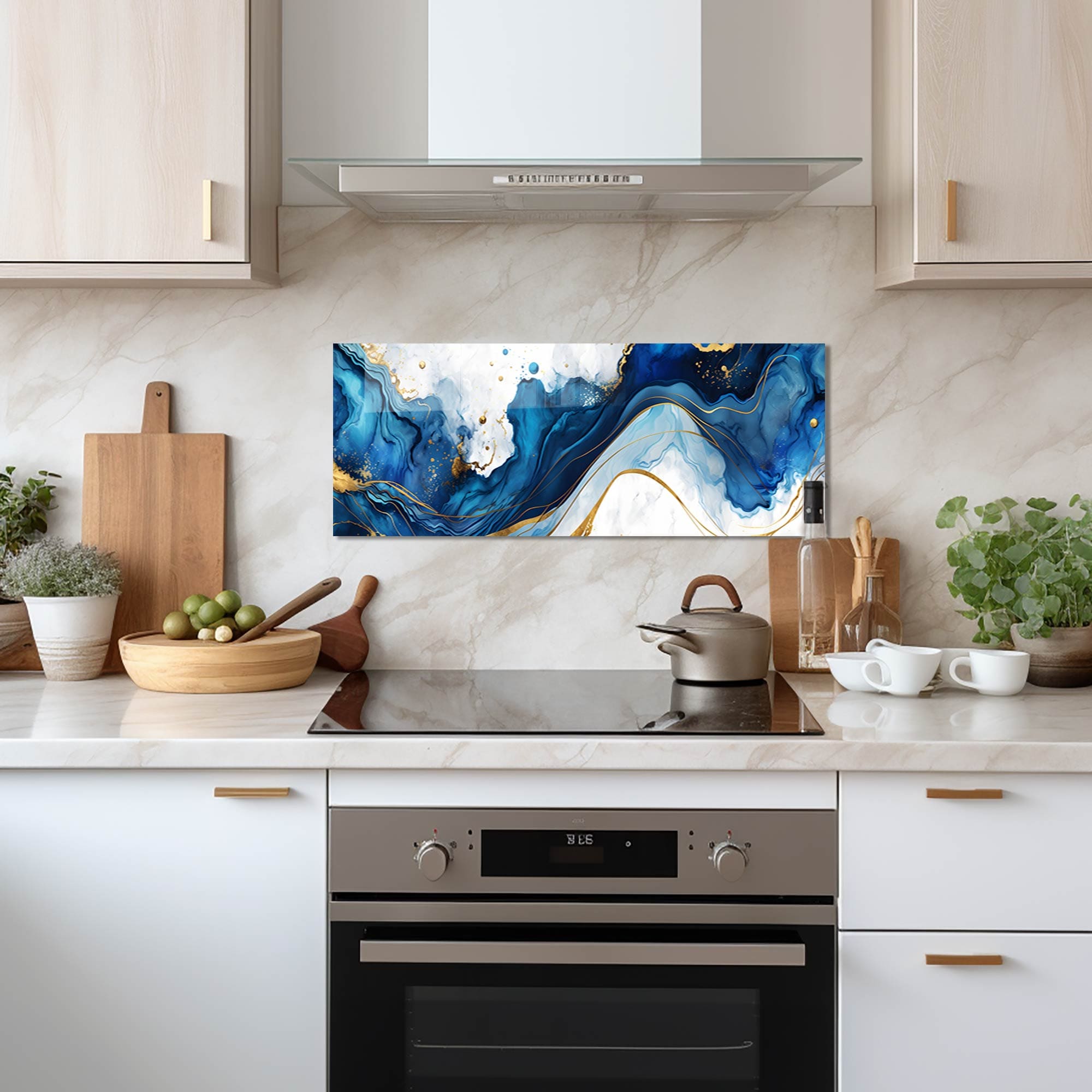 Artronauts Glass Print 92x36 cm | 36.2"x14.2" Blue Waves - Glass Splashback
