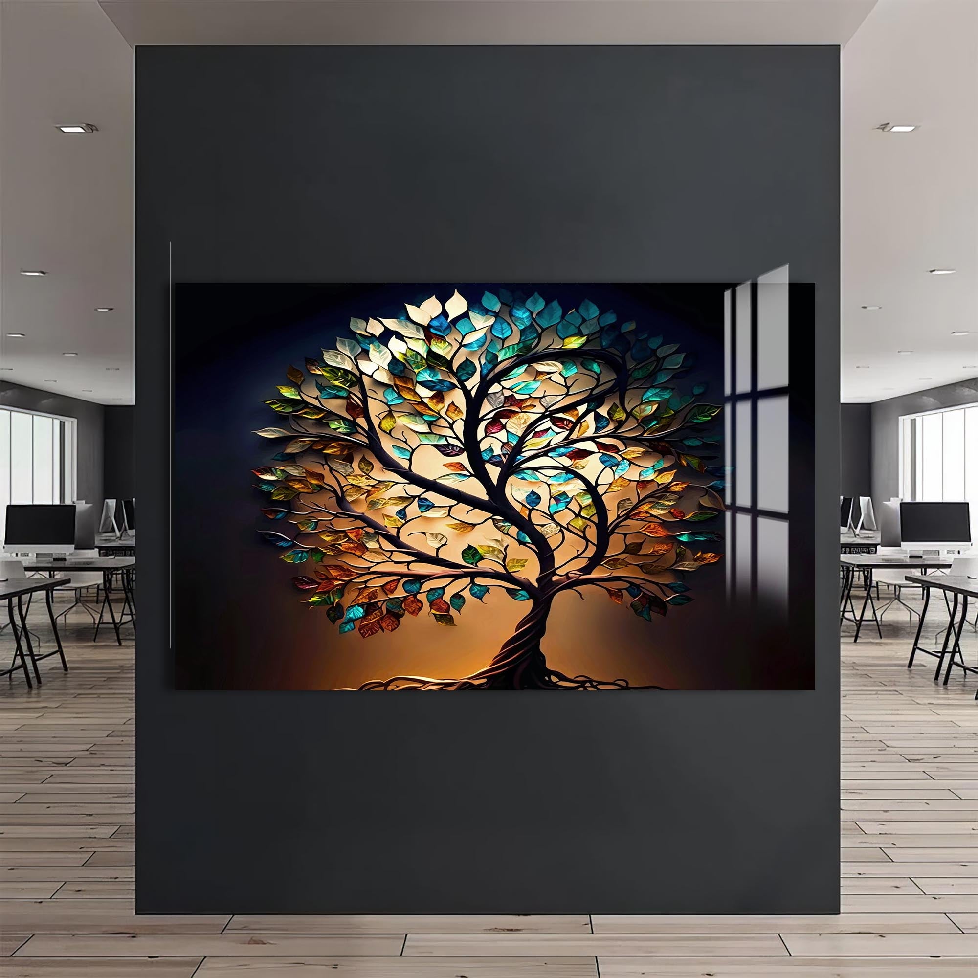 Roots of Light-Tree Of Life Tempered Glass Wall Art