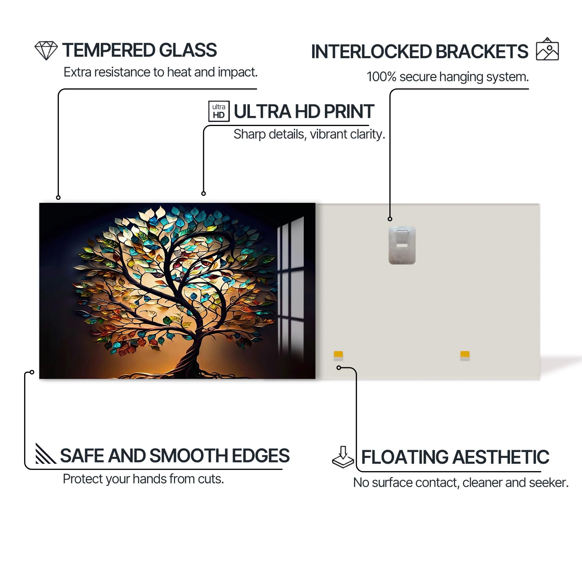 Roots of Light-Tree Of Life Tempered Glass Wall Art