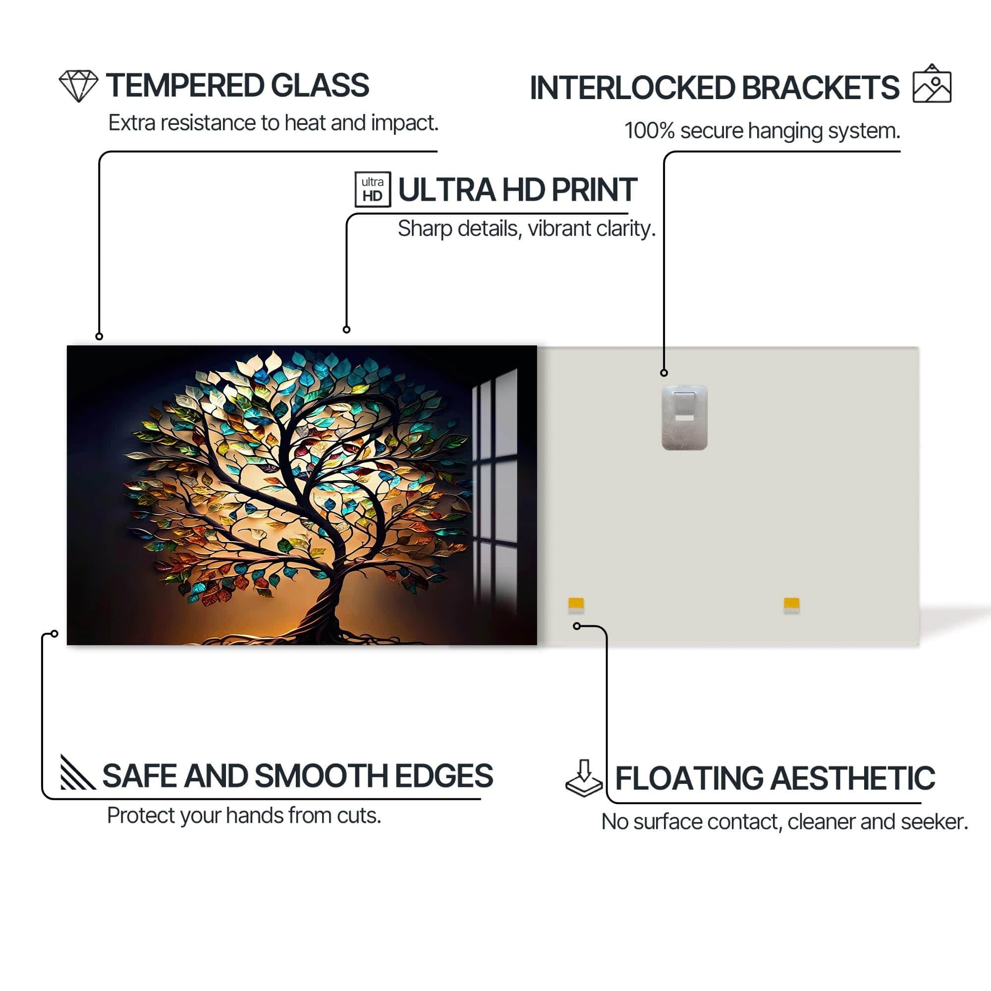 Artronauts Glass Print Roots of Light-Tree Of Life Tempered Glass Wall Art
