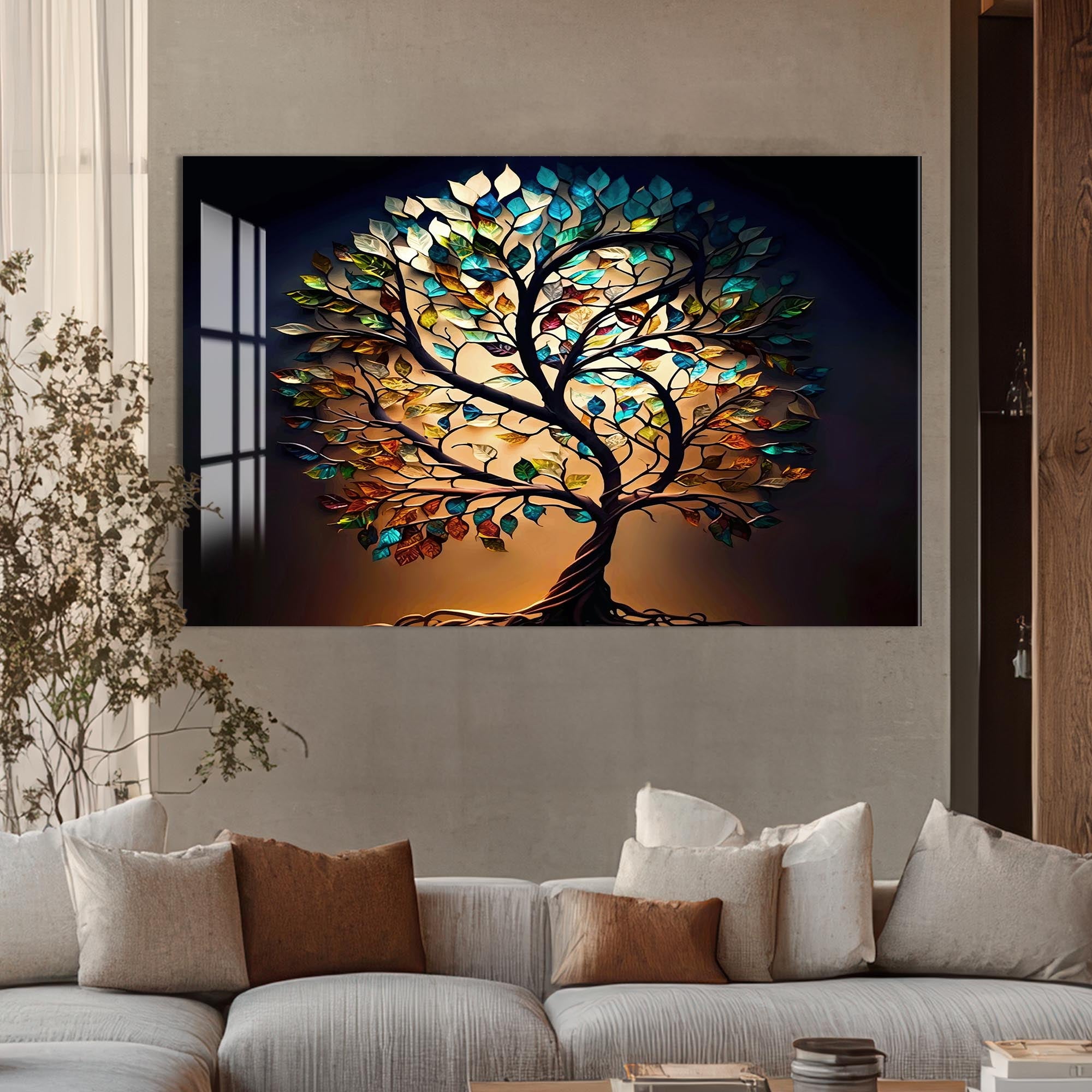Roots of Light-Tree Of Life Tempered Glass Wall Art