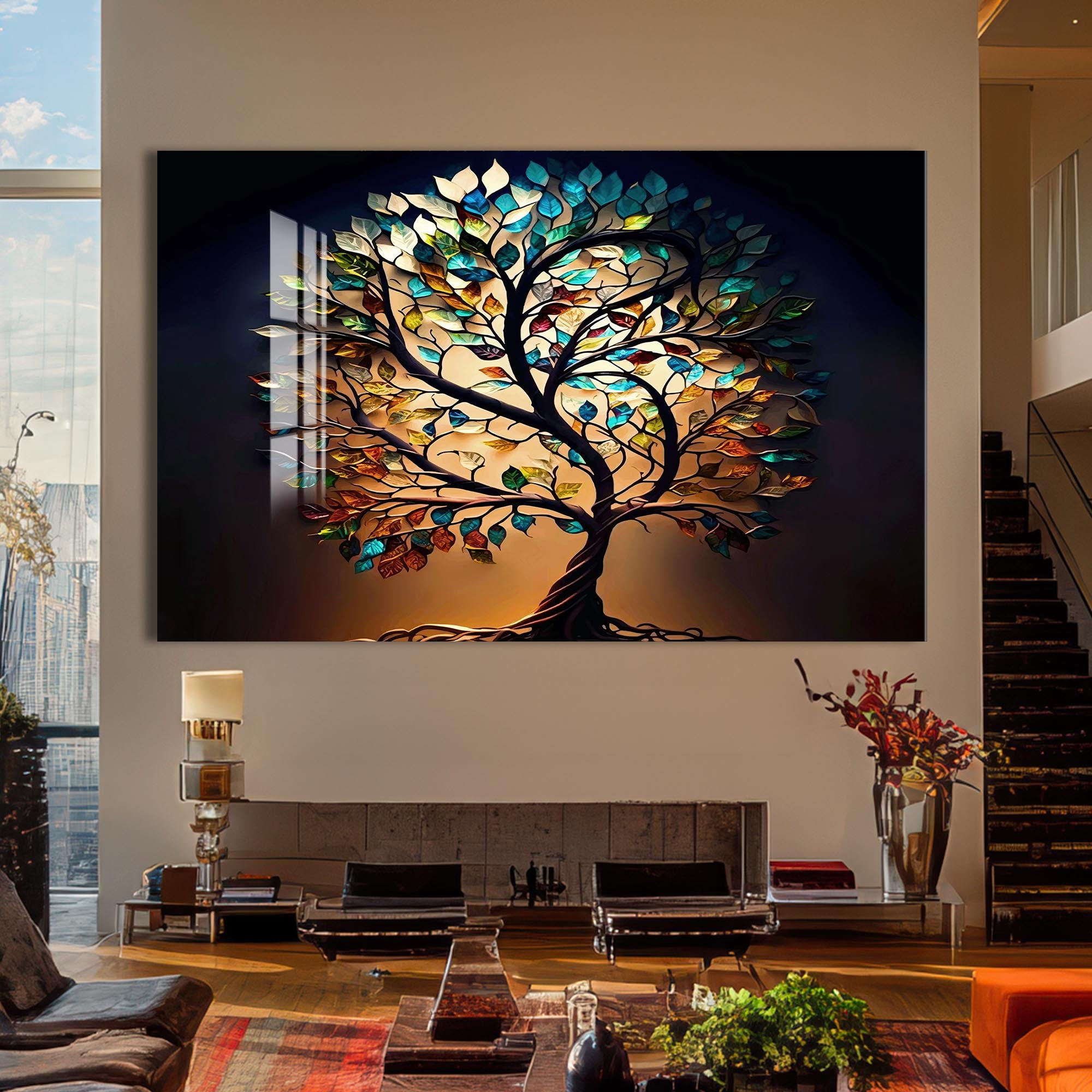 Roots of Light-Tree Of Life Tempered Glass Wall Art