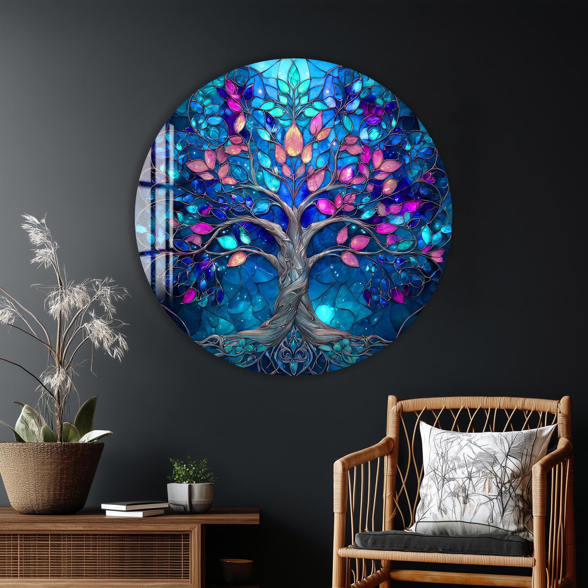 Artronauts Glass Print Blue Mystic Tree - Tempered Glass Wall Art
