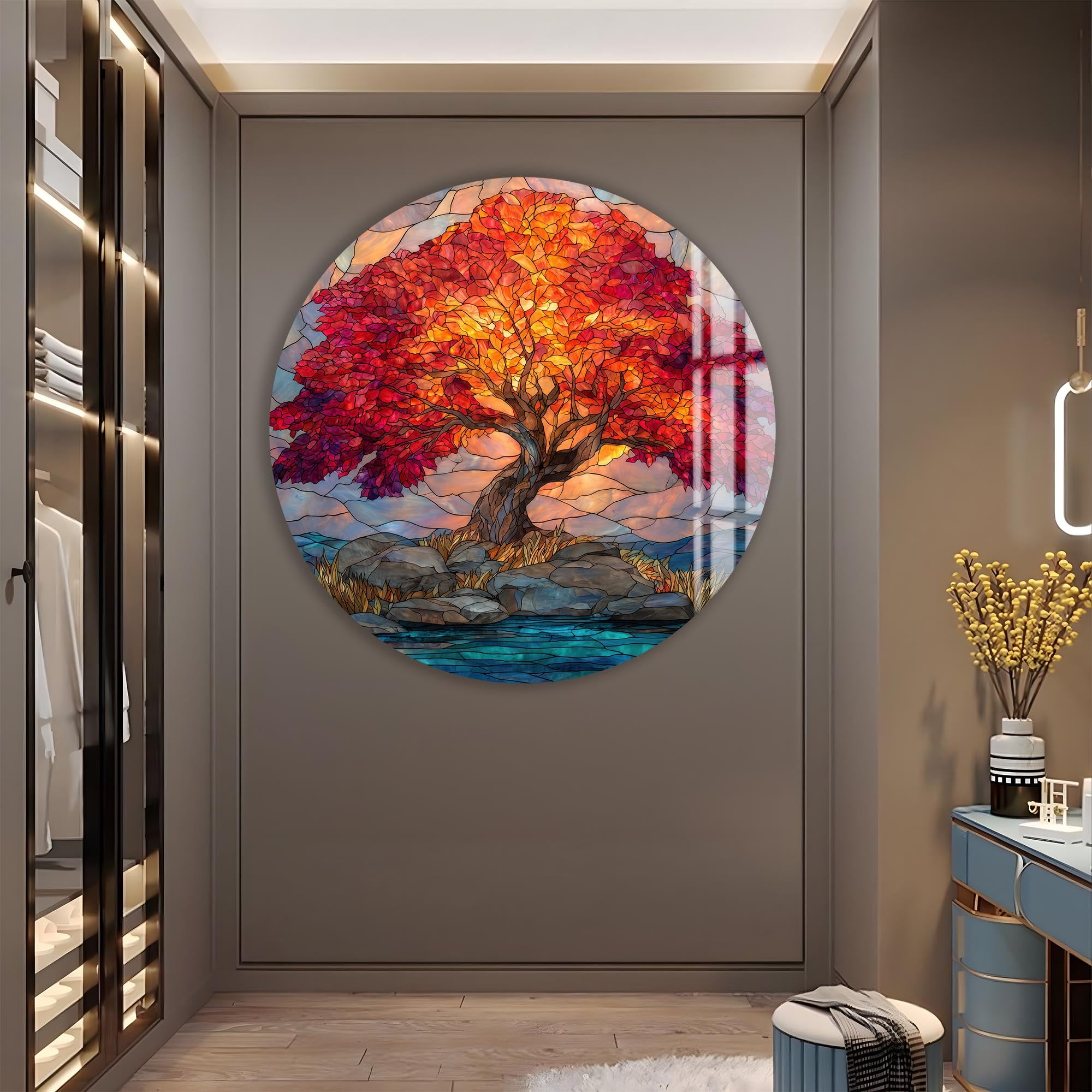 Artronauts Glass Print Autumn Blaze Tree - Tempered Glass Wall Art