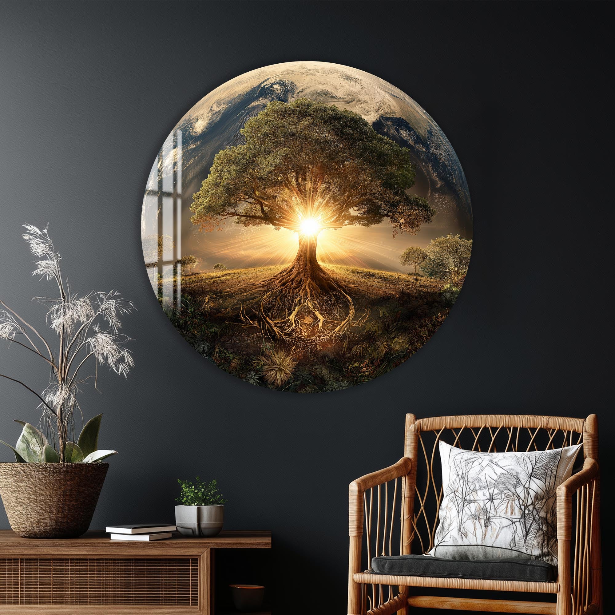 Artronauts Glass Print Celestial Light Tree - Tempered Glass Wall Art