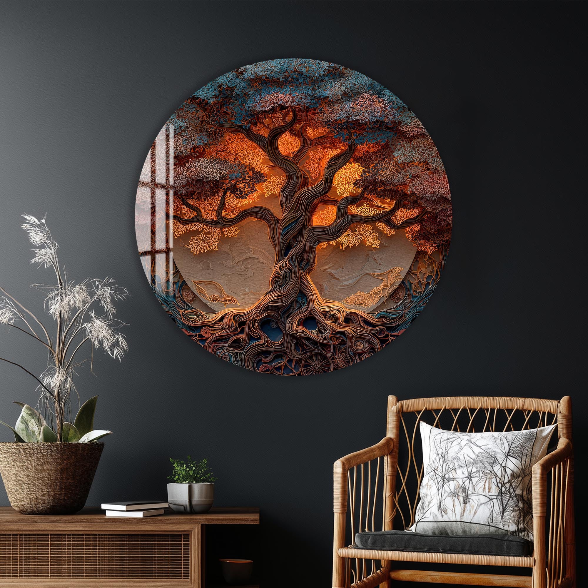 Artronauts Glass Print Twilight Ancient Tree - Tempered Glass Wall Art