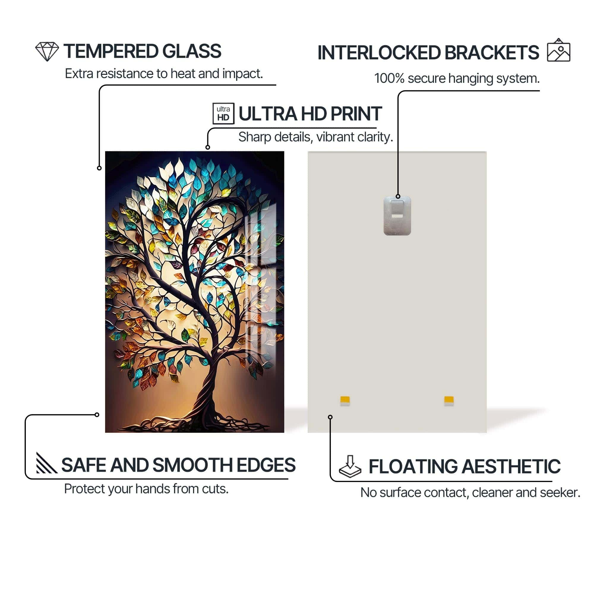 Artronauts Glass Print Aurora Vitae-Tree Of Life Tempered Glass Wall Art