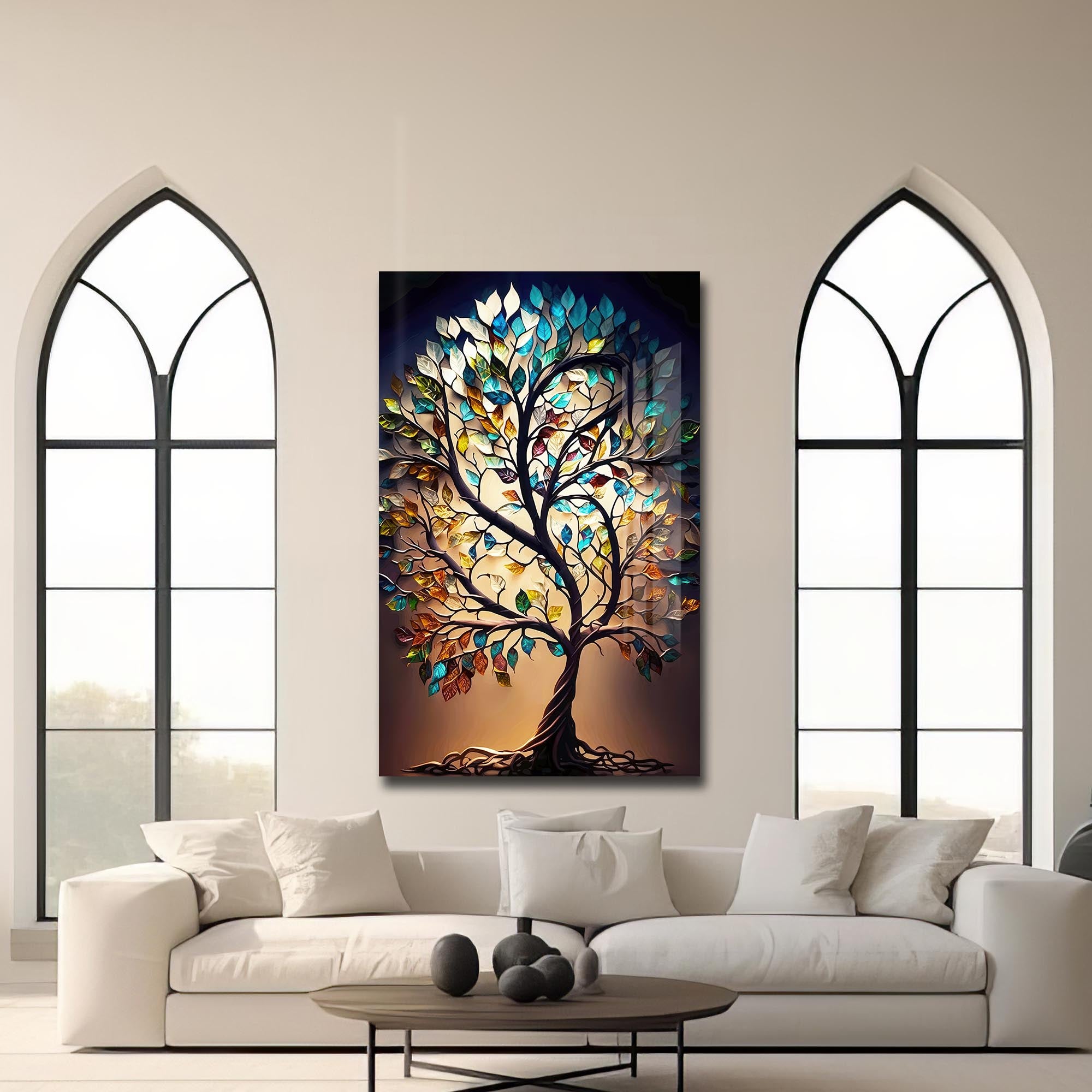 Aurora Vitae-Tree Of Life Tempered Glass Wall Art