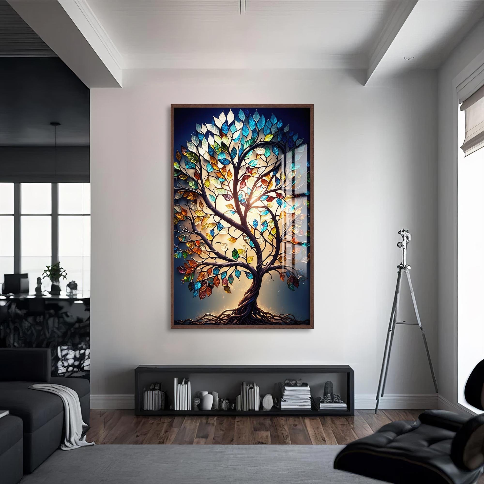 Artronauts Glass Print S | 72x46 cm | 28.3"x18.1" / Walnut Luminara Roots-Tree Of Life Tempered Glass Wall Art