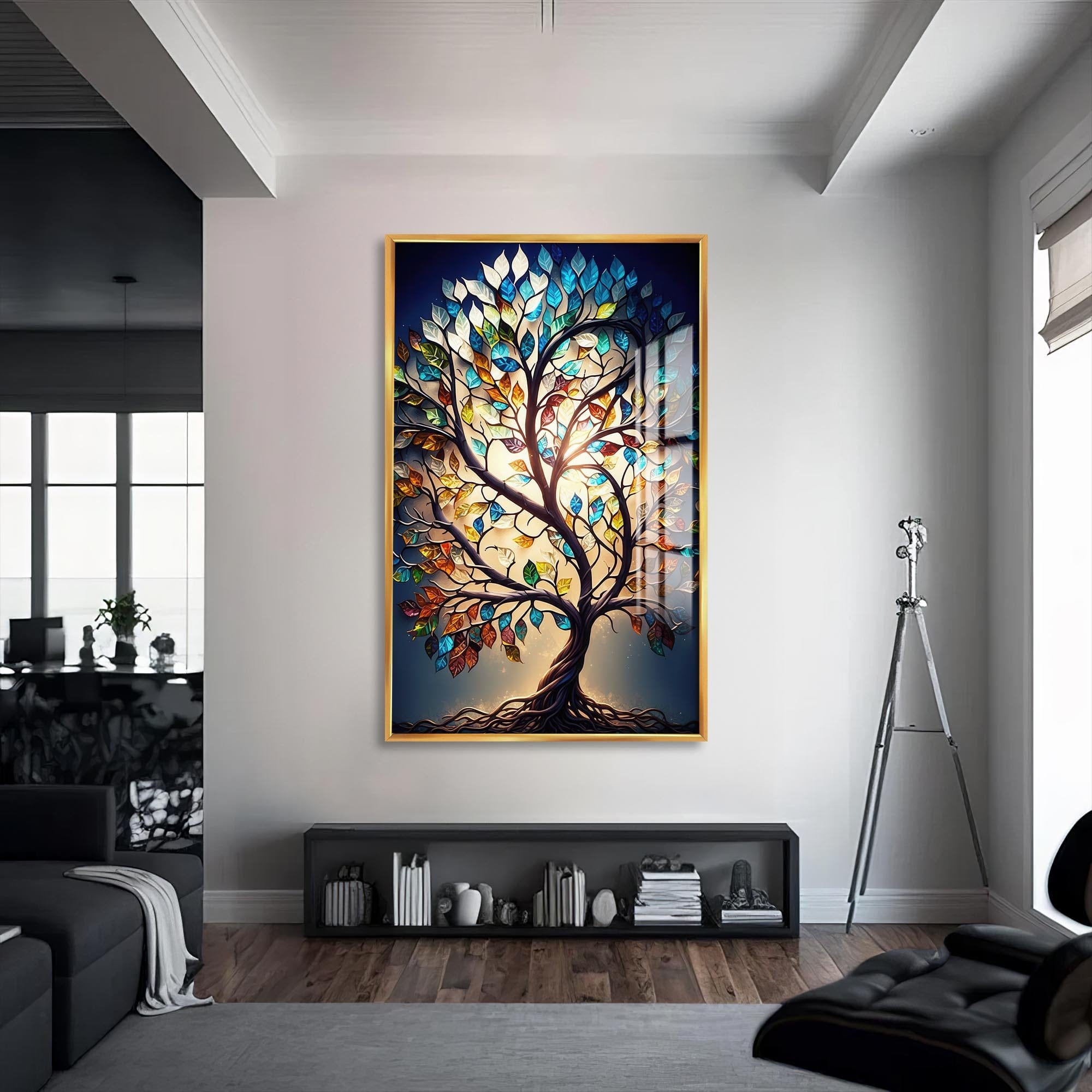 Artronauts Glass Print S | 72x46 cm | 28.3"x18.1" / Gold Luminara Roots-Tree Of Life Tempered Glass Wall Art