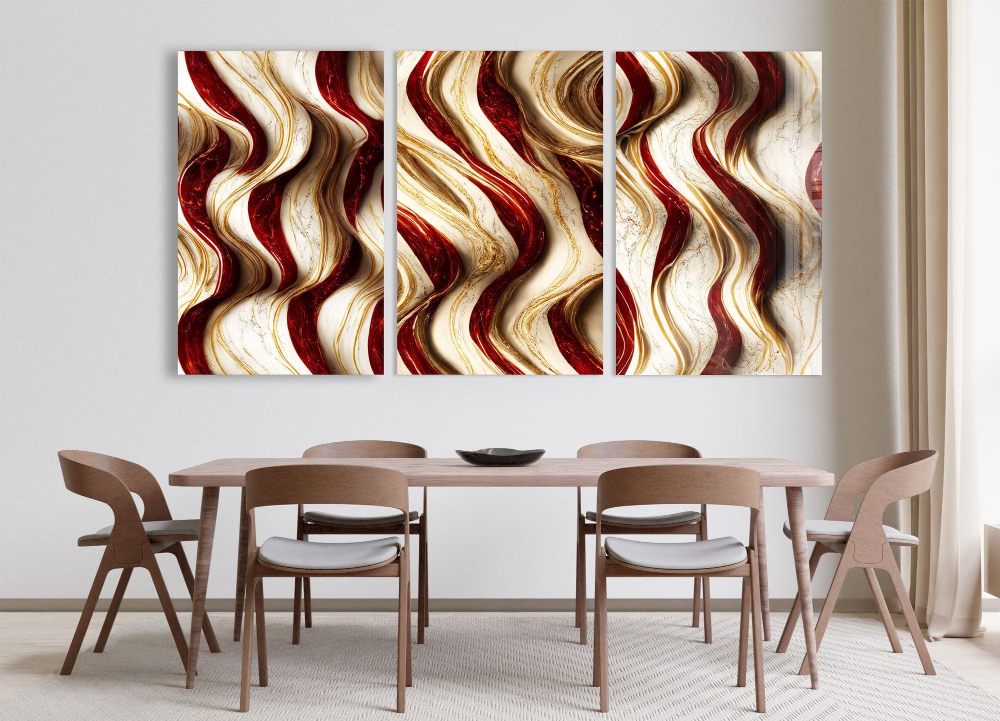 Artronauts Glass Print Red & Golden Waves - Trinity