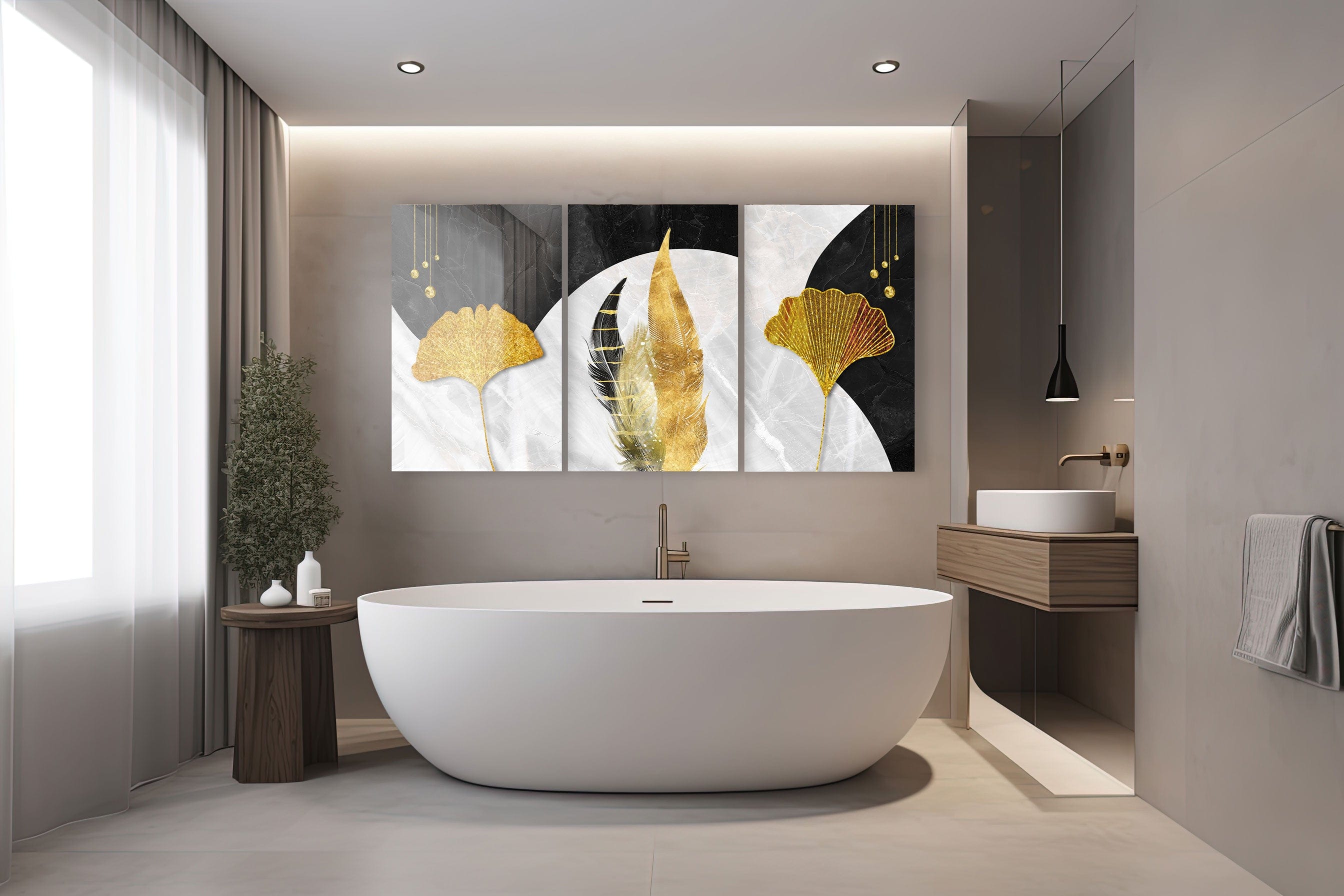 Artronauts Glass Print Golden Gingko - Trinity