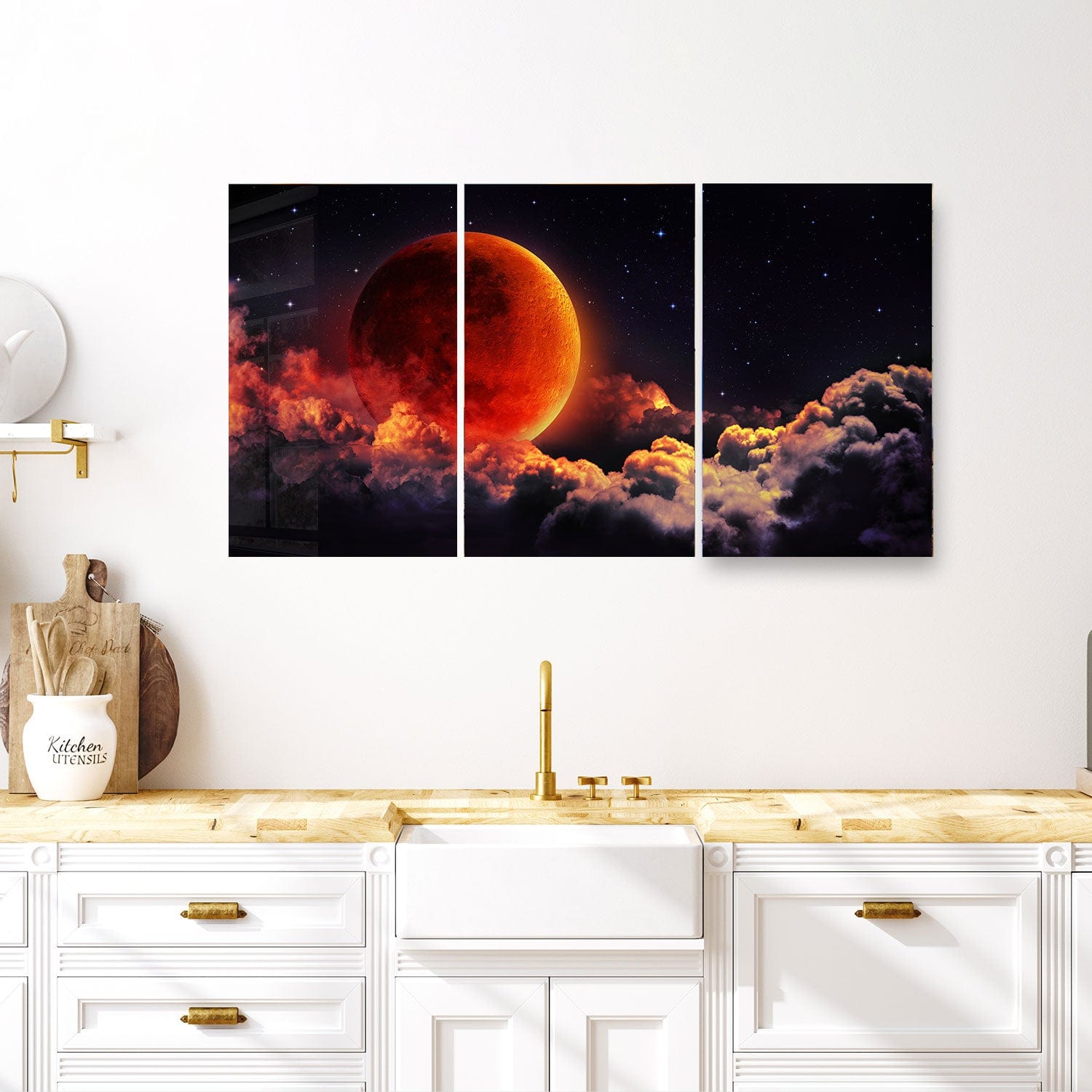 Artronauts Art Glass Print 138 x 72 cm Red Moon - Trinity