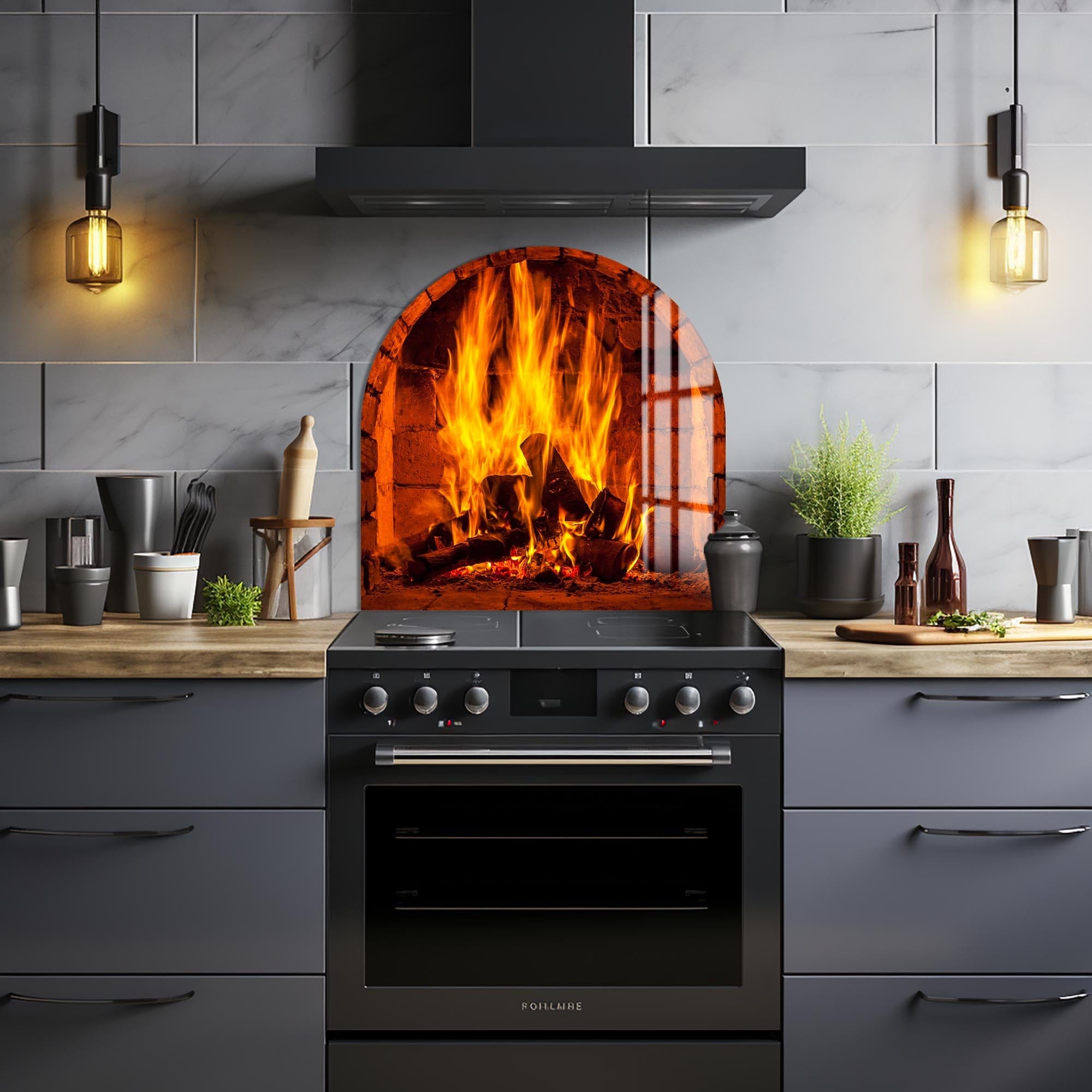 Artronauts Glass Print Fireplace - Glass Splashback