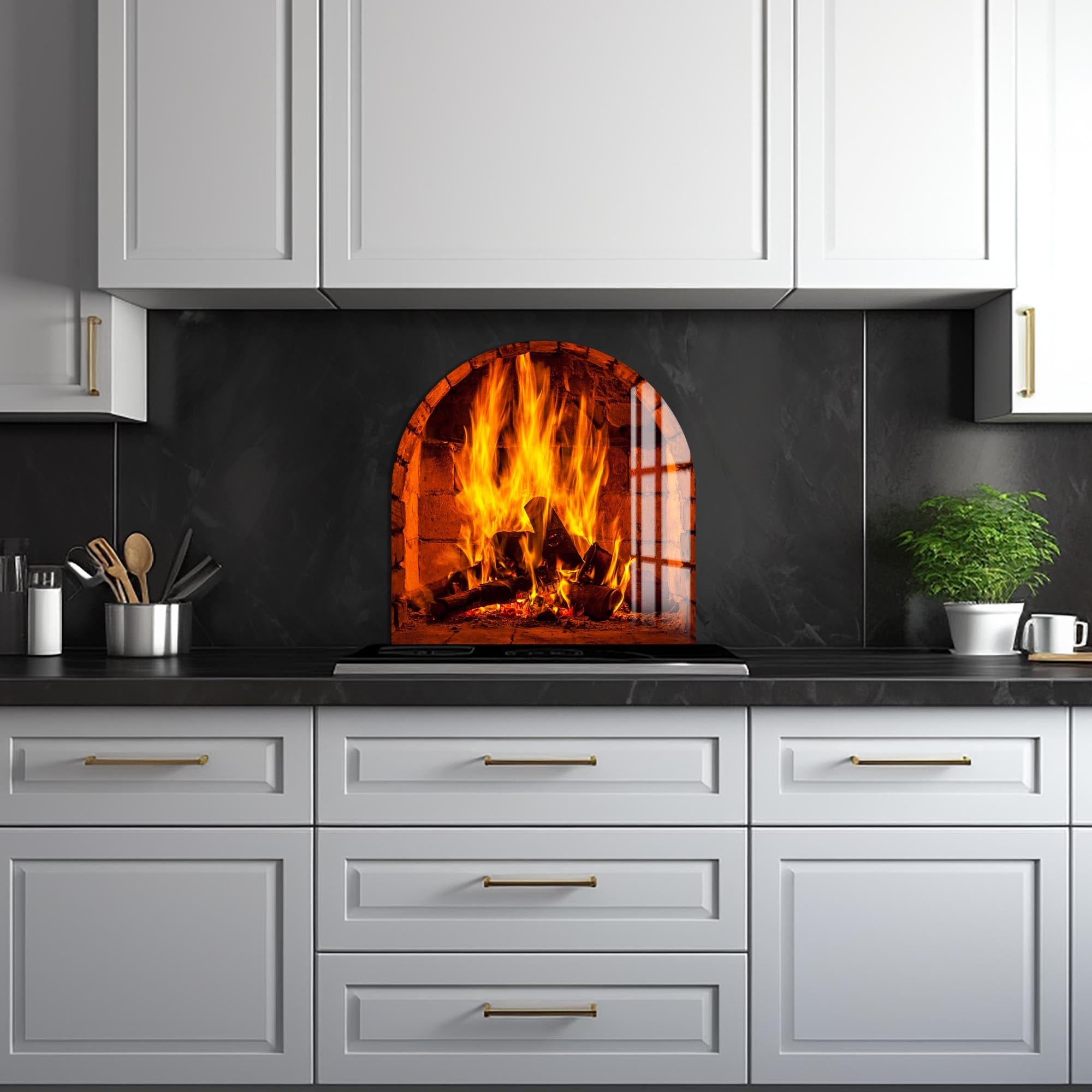 Artronauts Glass Print Fireplace - Glass Splashback