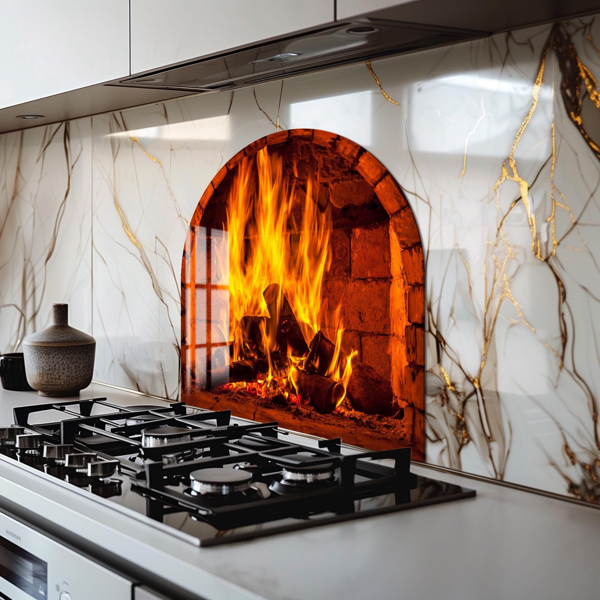 Artronauts Glass Print Fireplace - Glass Splashback