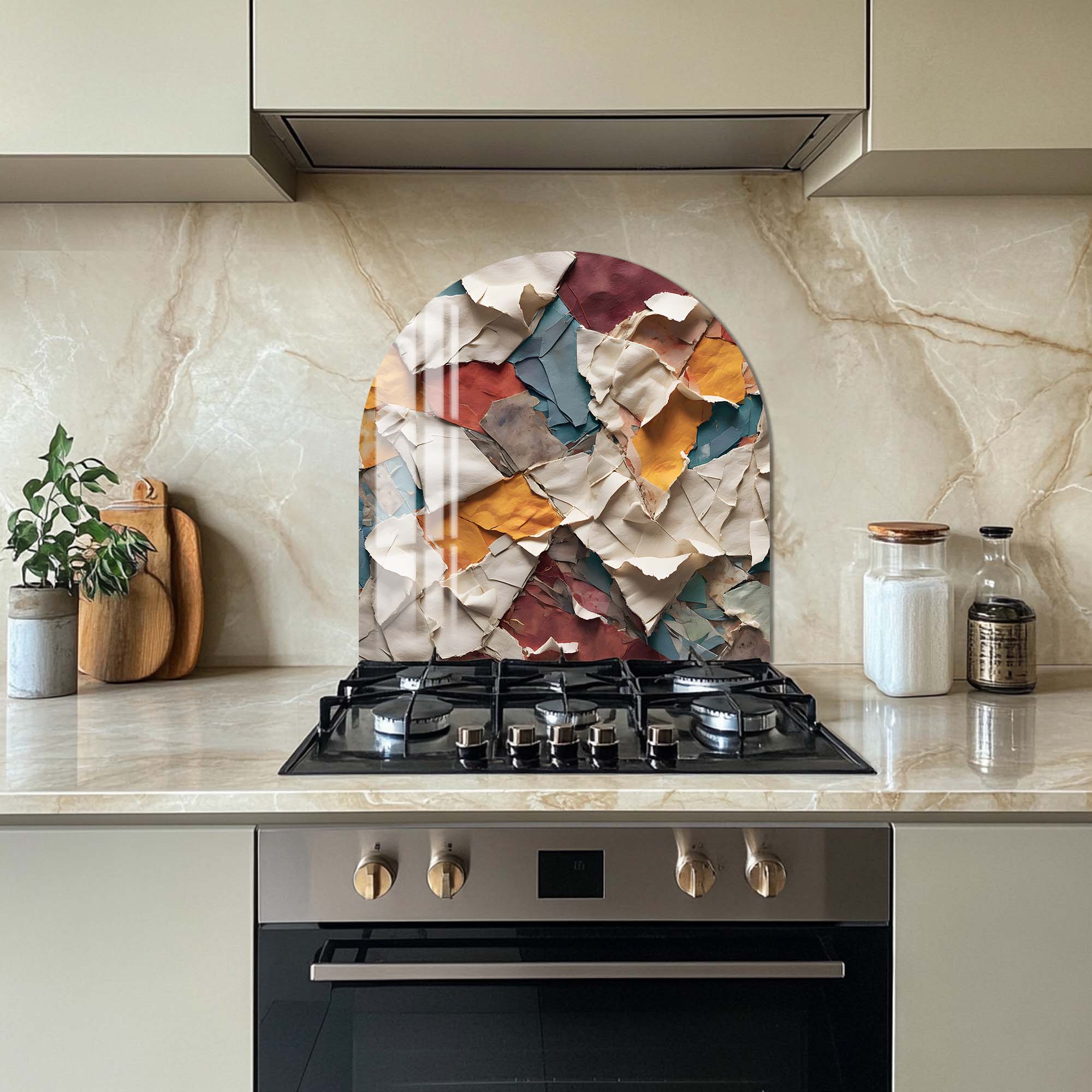 Artronauts Glass Print Rustic Collage - Glass Splashback