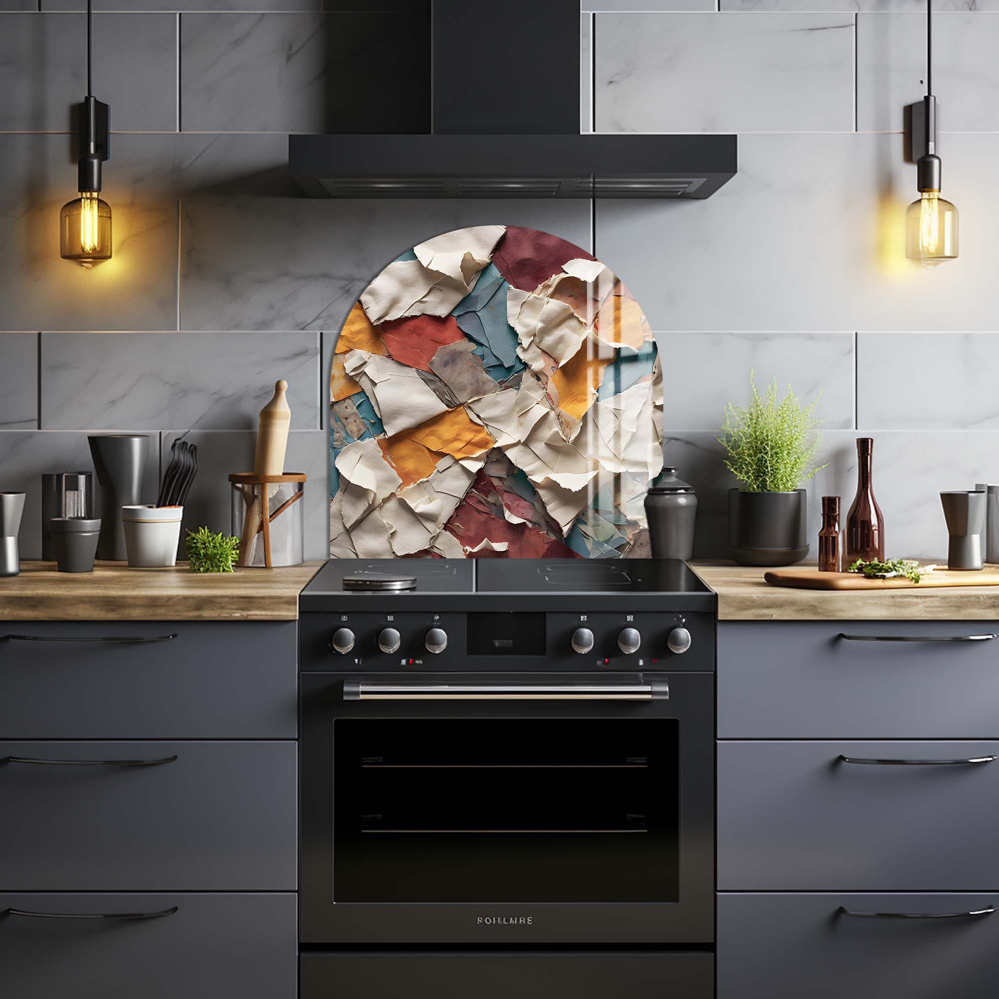 Artronauts Glass Print Rustic Collage - Glass Splashback