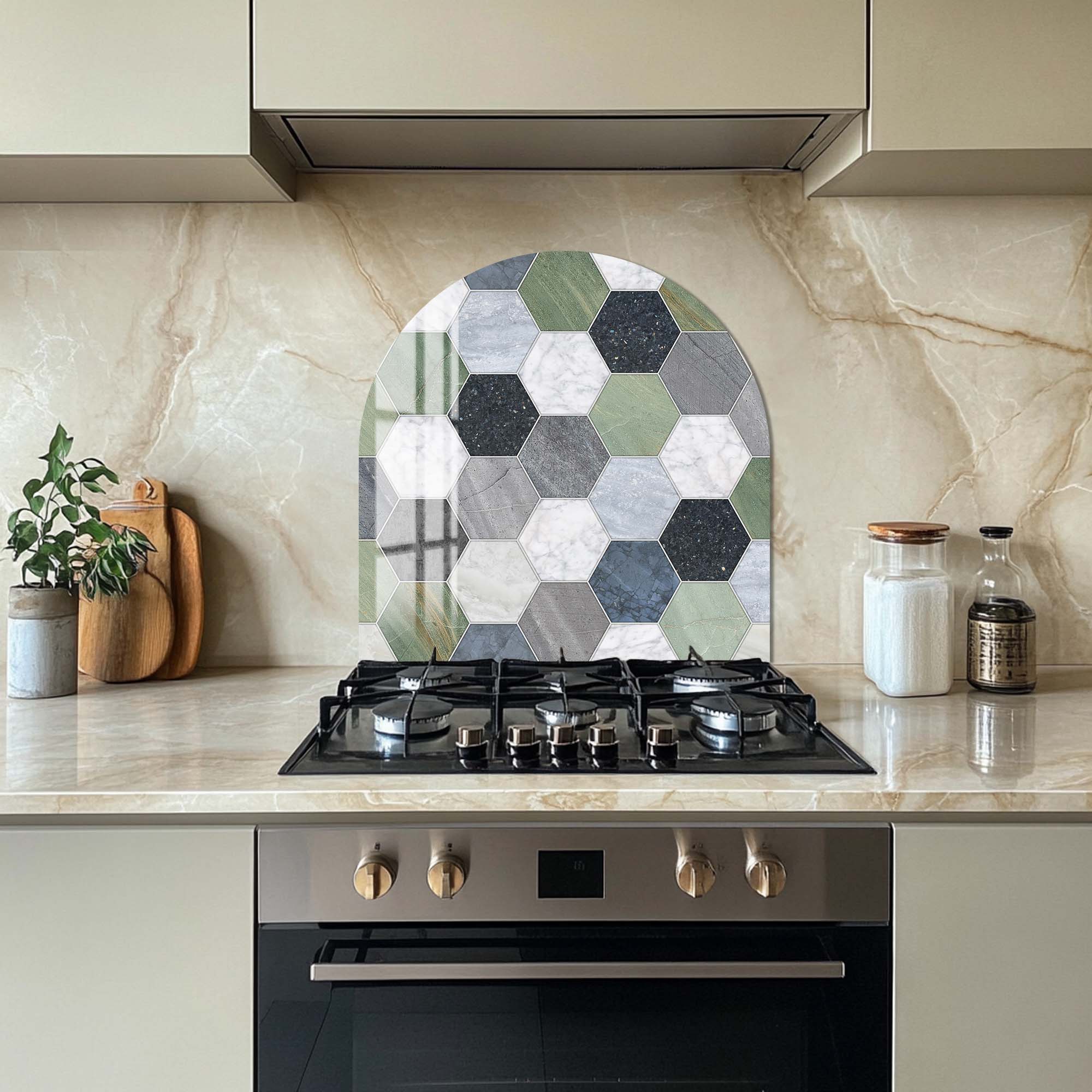 Artronauts Glass Print Green Hexagons - Glass Splashback