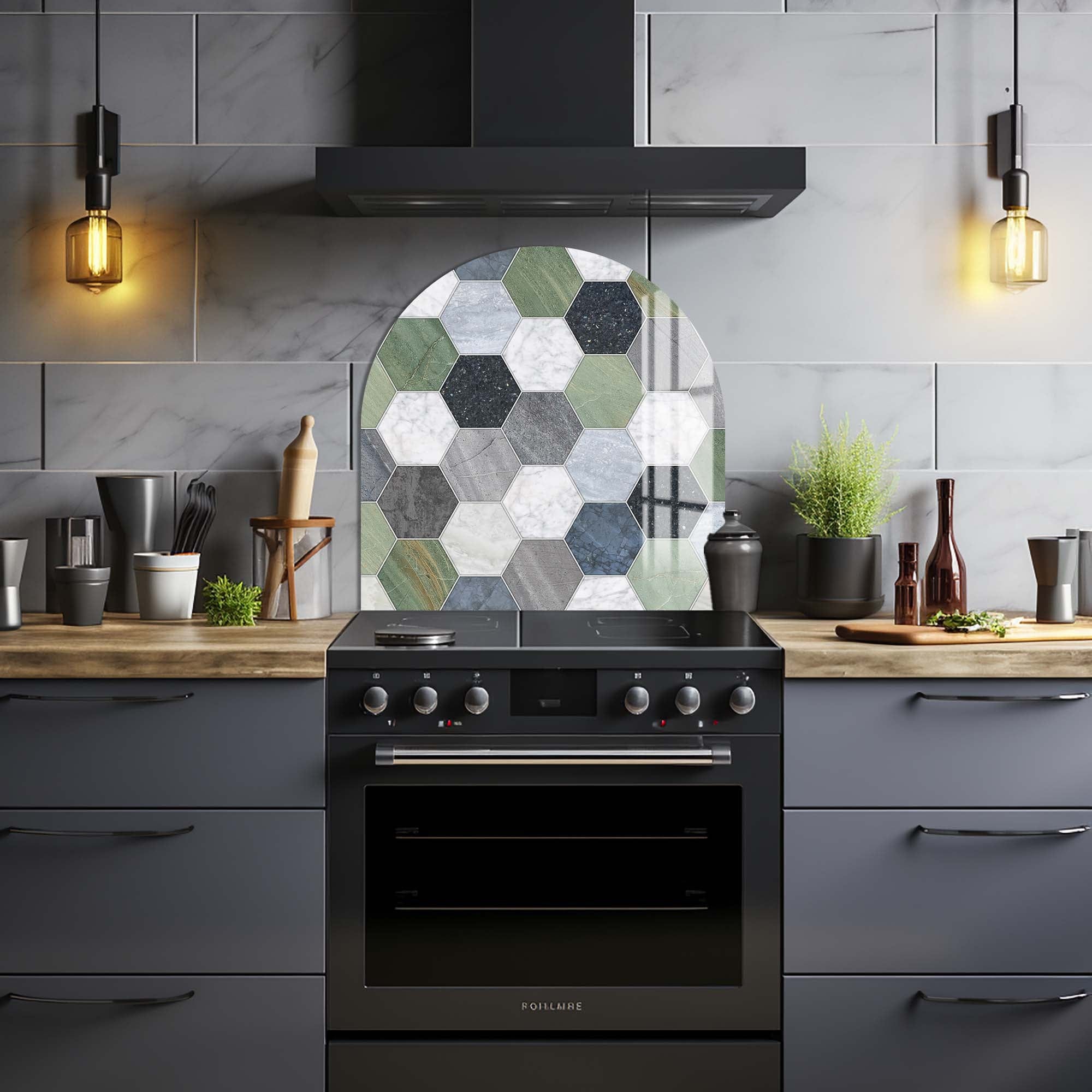 Artronauts Glass Print Green Hexagons - Glass Splashback