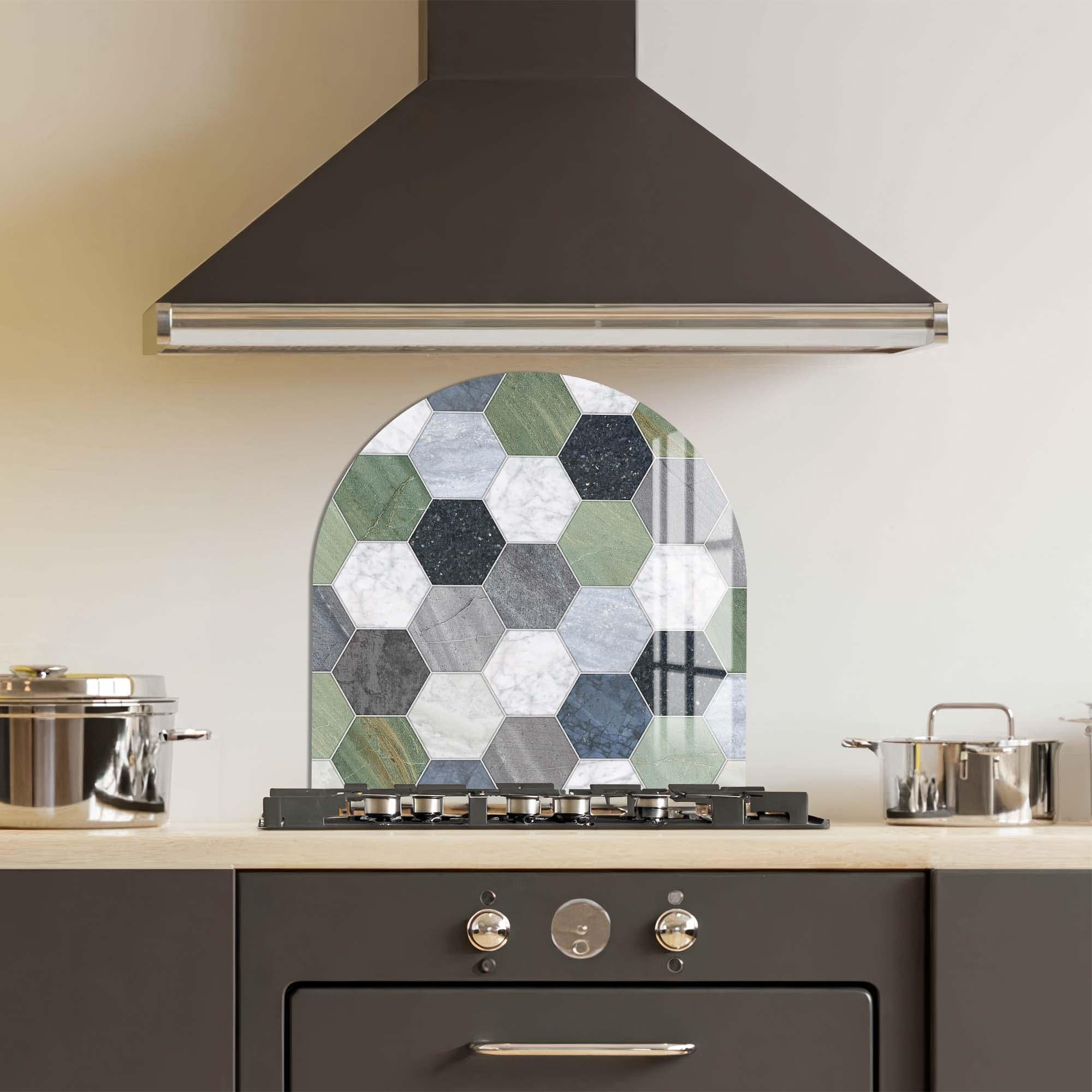 Artronauts Glass Print Green Hexagons - Glass Splashback