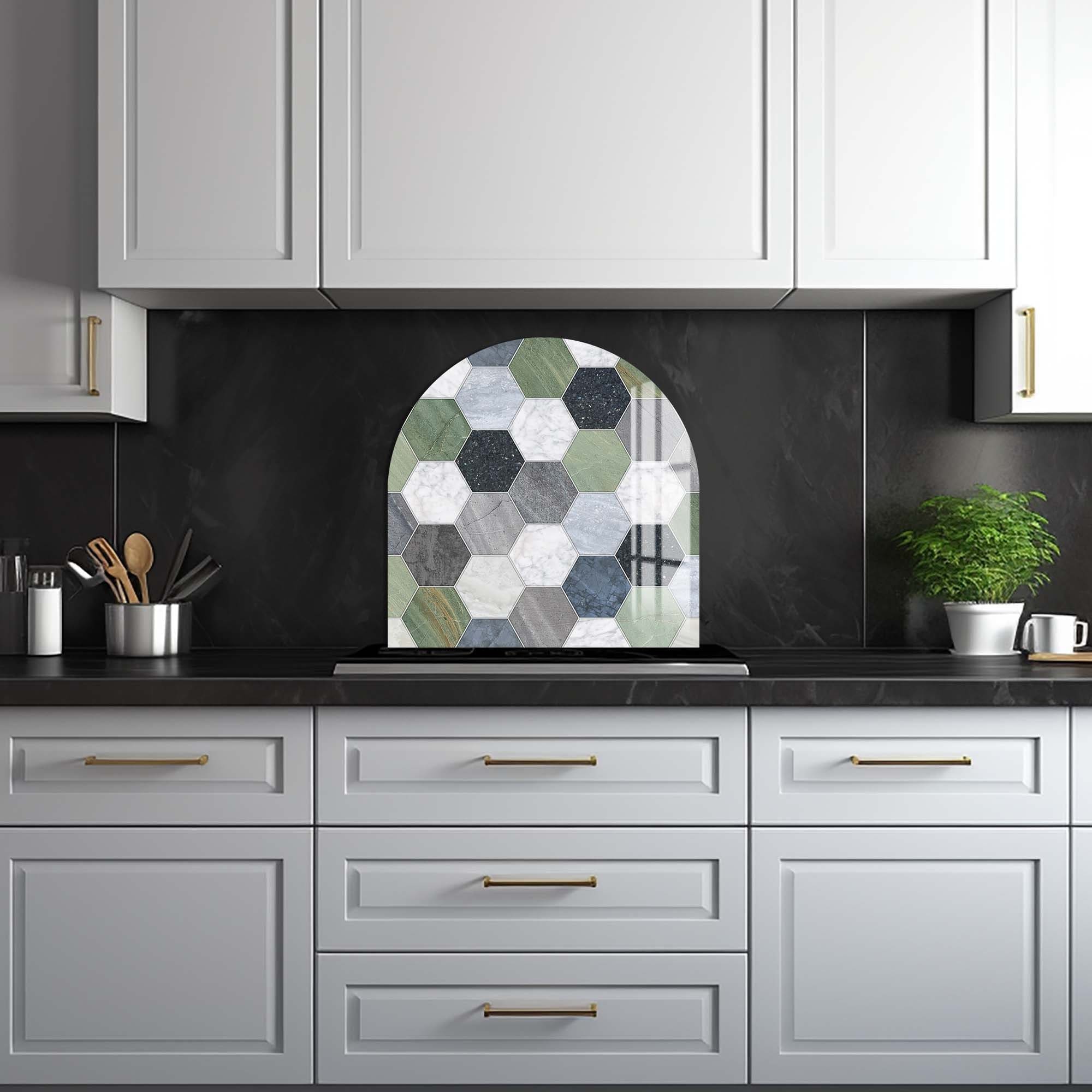 Artronauts Glass Print Green Hexagons - Glass Splashback