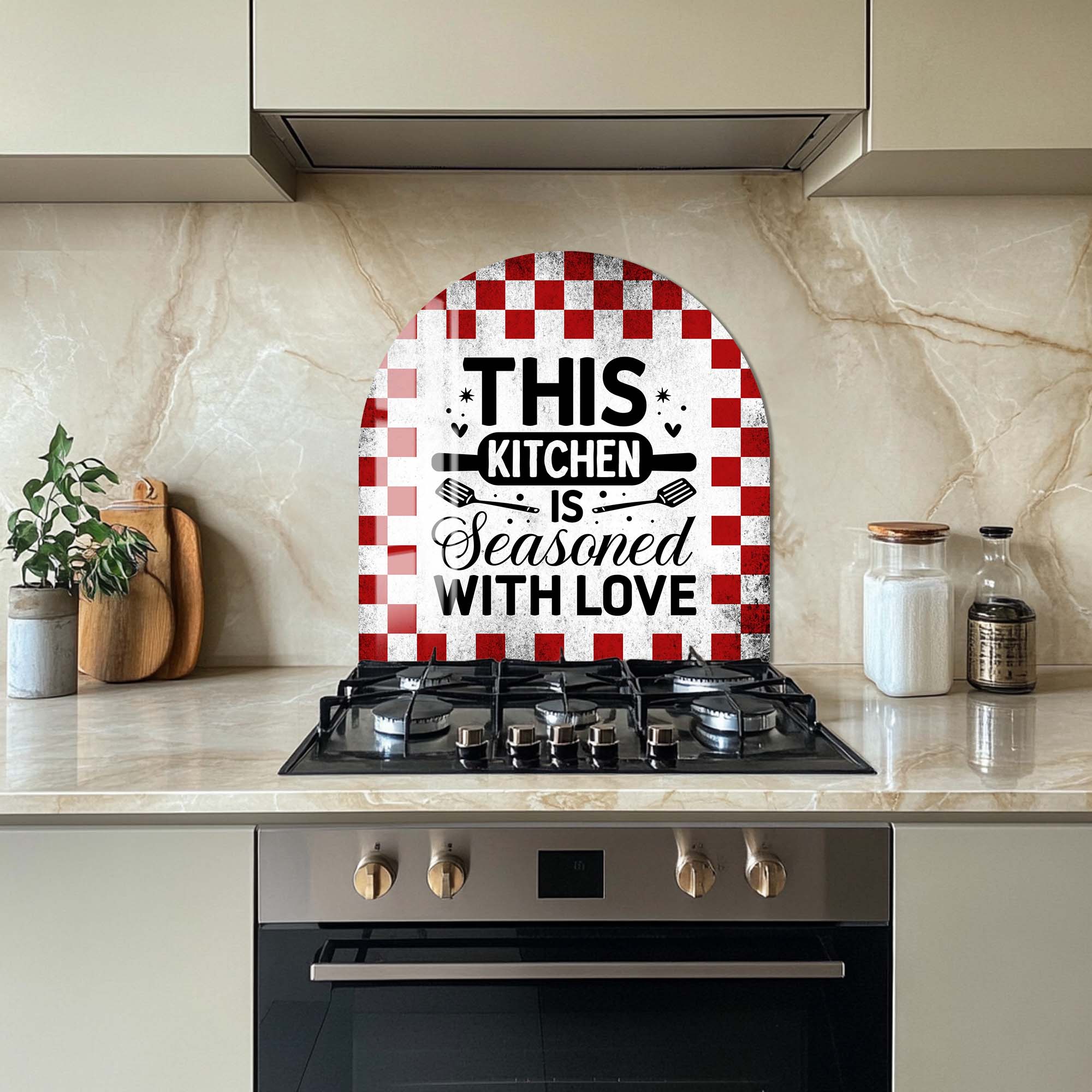 Artronauts Glass Print Rustic Seasoned with Love - Glass Splashback